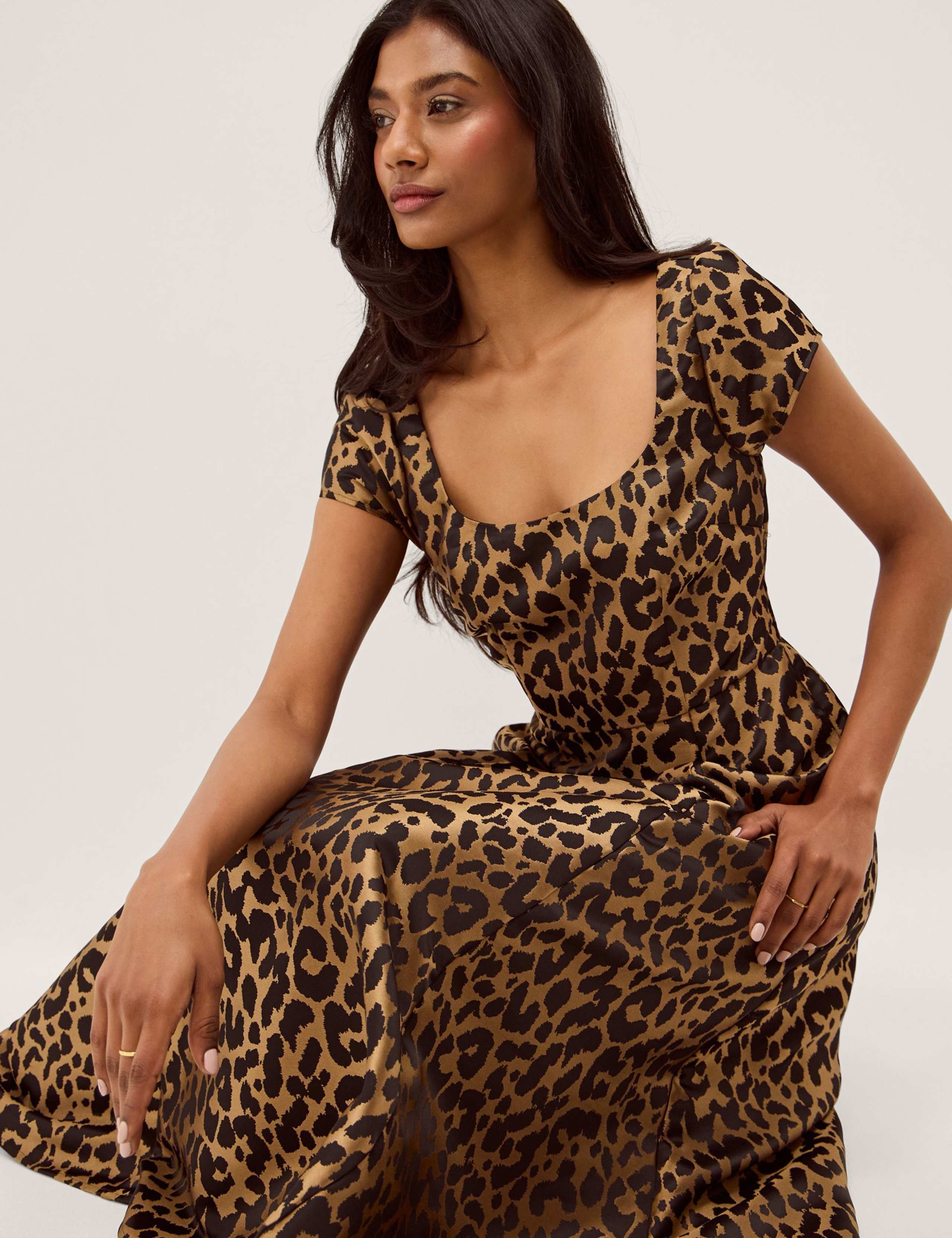 Leopard Print Square Neck Midi Skater Dress 5 of 5