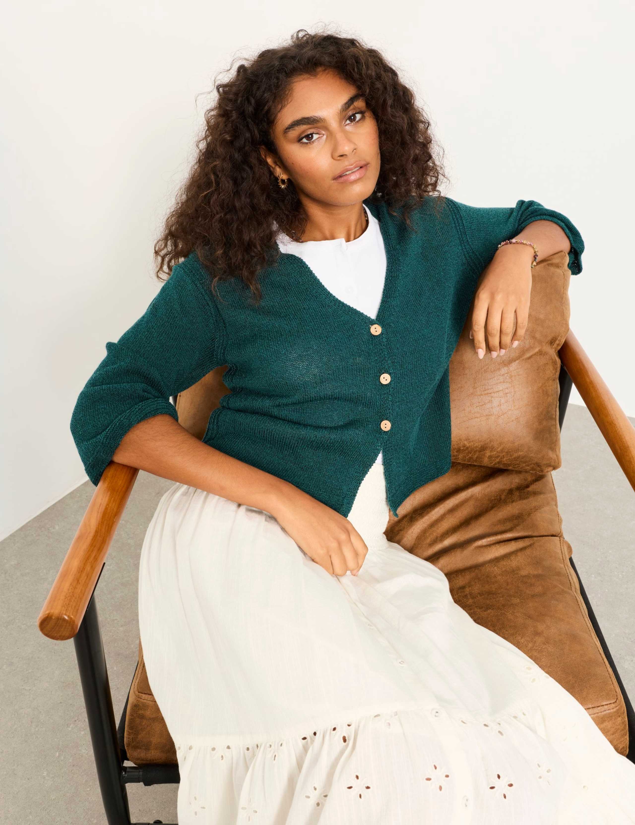 V-Neck Cardigan with Linen 5 of 6