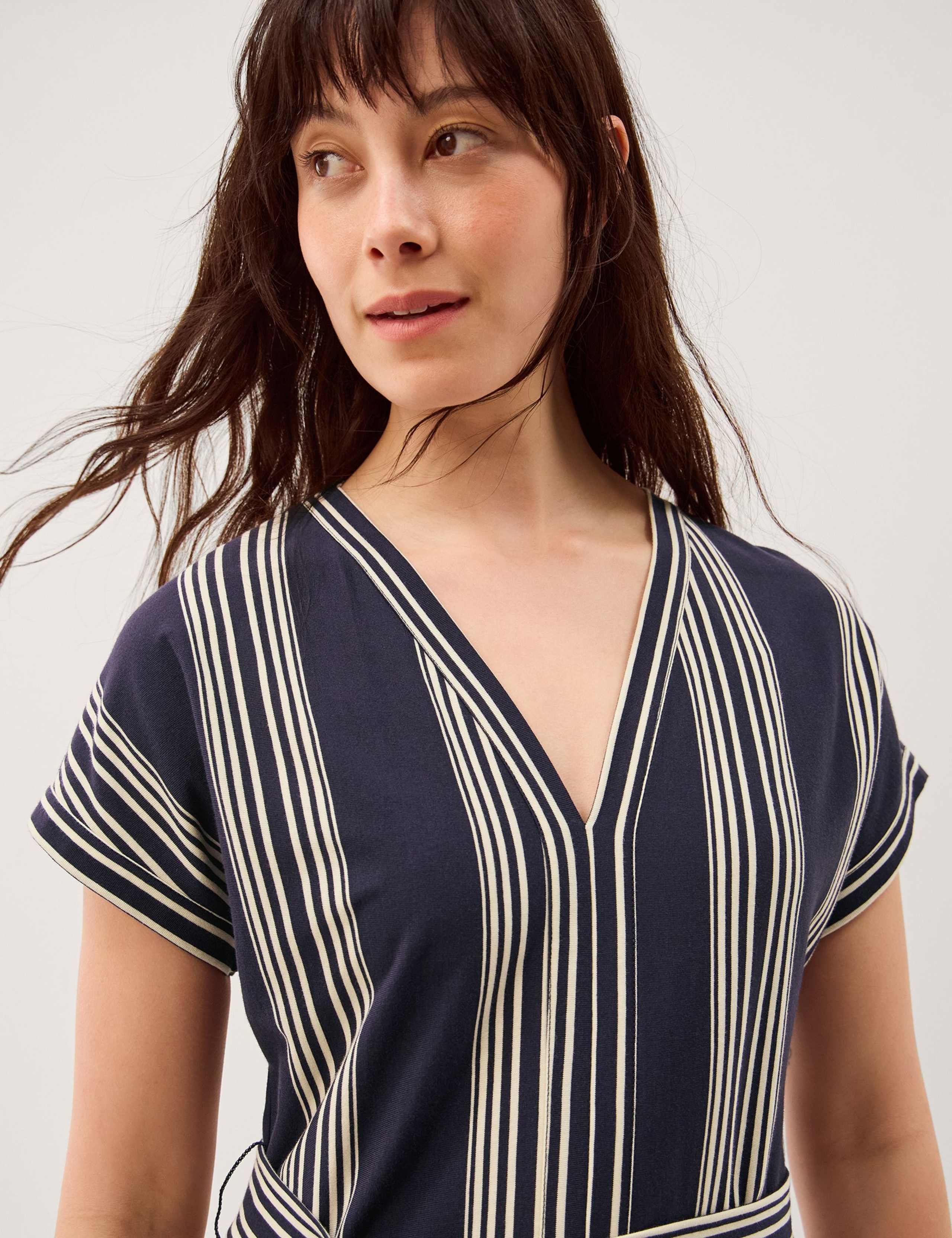 Pure Cotton Striped V-Neck Maxi Smock Dress 4 of 5