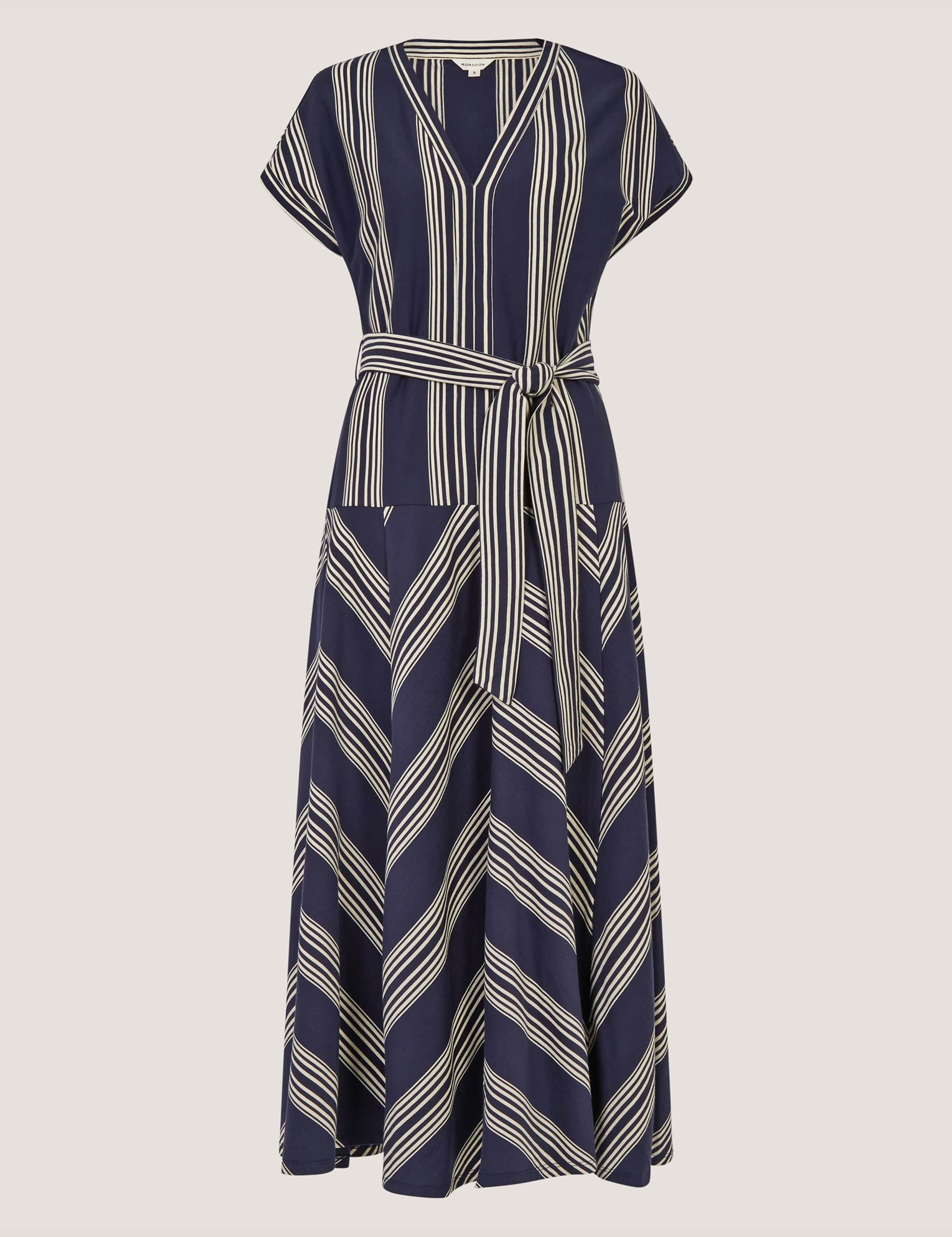 Pure Cotton Striped V-Neck Maxi Smock Dress 2 of 5