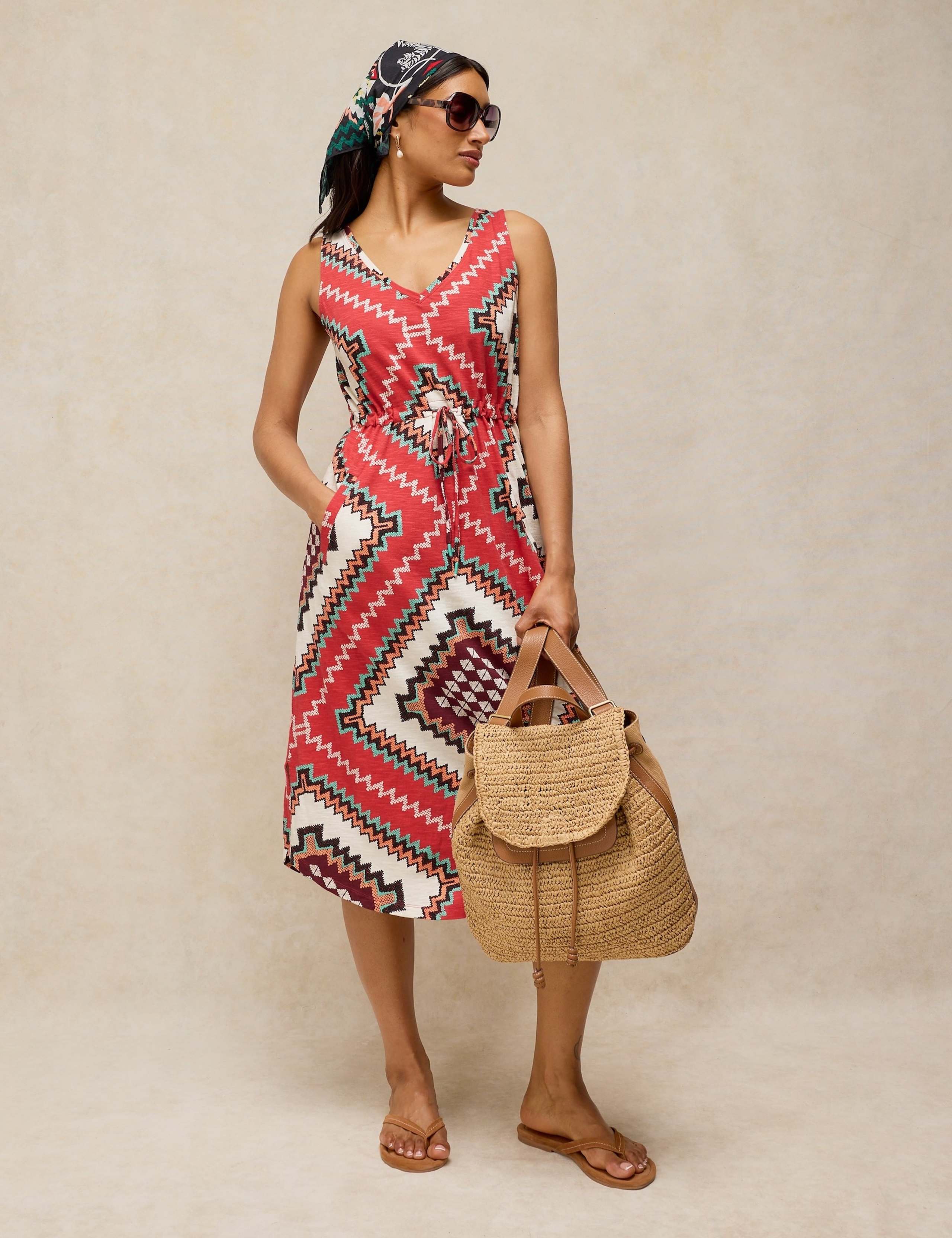 Pure Cotton Jersey Patterned Beach Dress 1 of 6