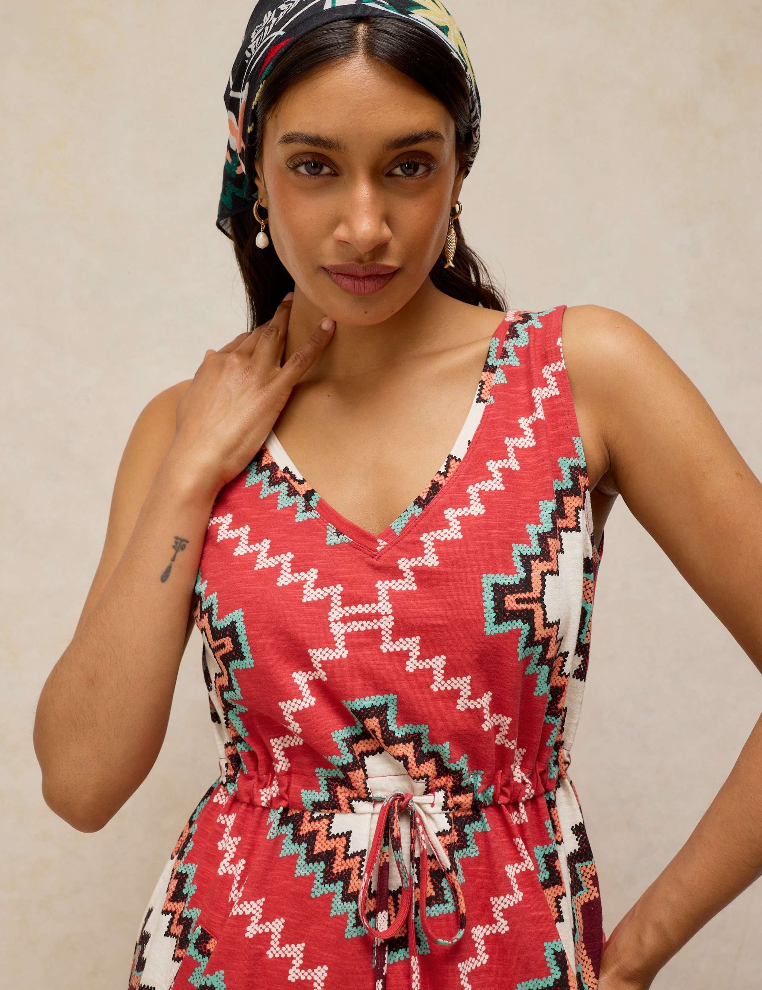 Pure Cotton Jersey Patterned Beach Dress 4 of 6