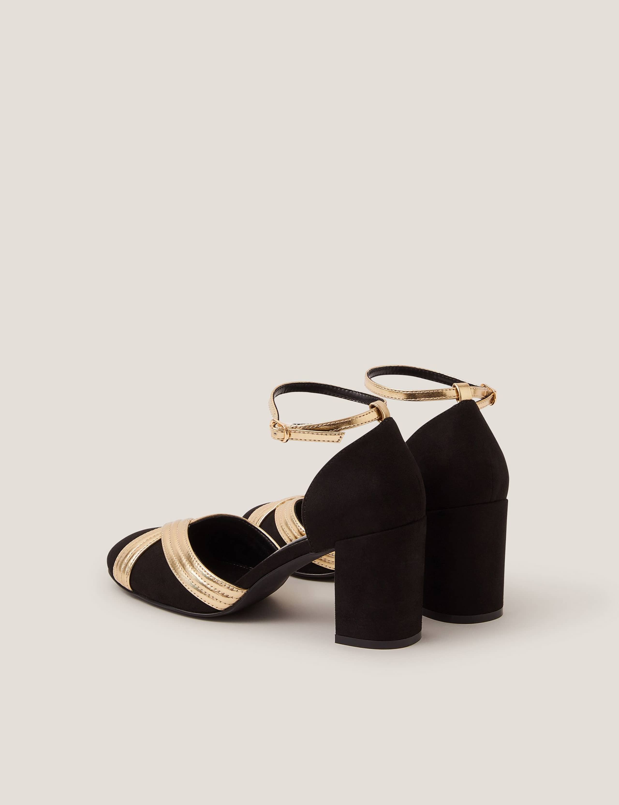 Metallic Crossover Trim Block Heel Shoes 3 of 3