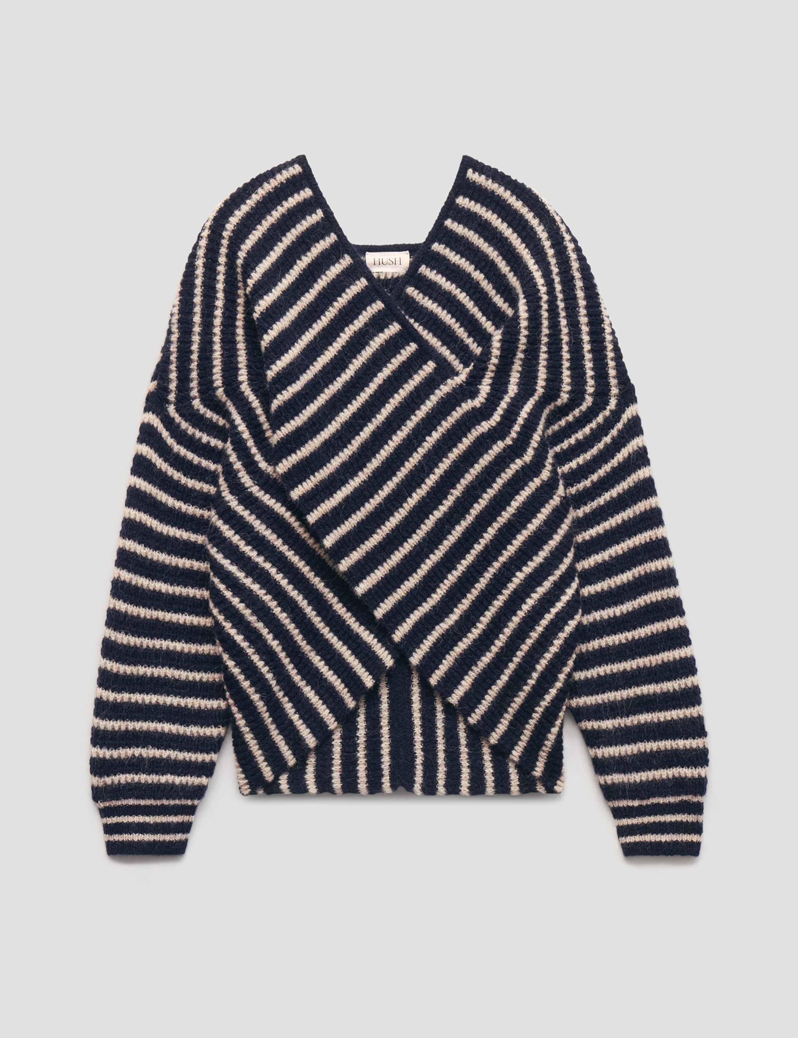 Wool Blend Striped V-Neck Cross Front Jumper 2 of 5