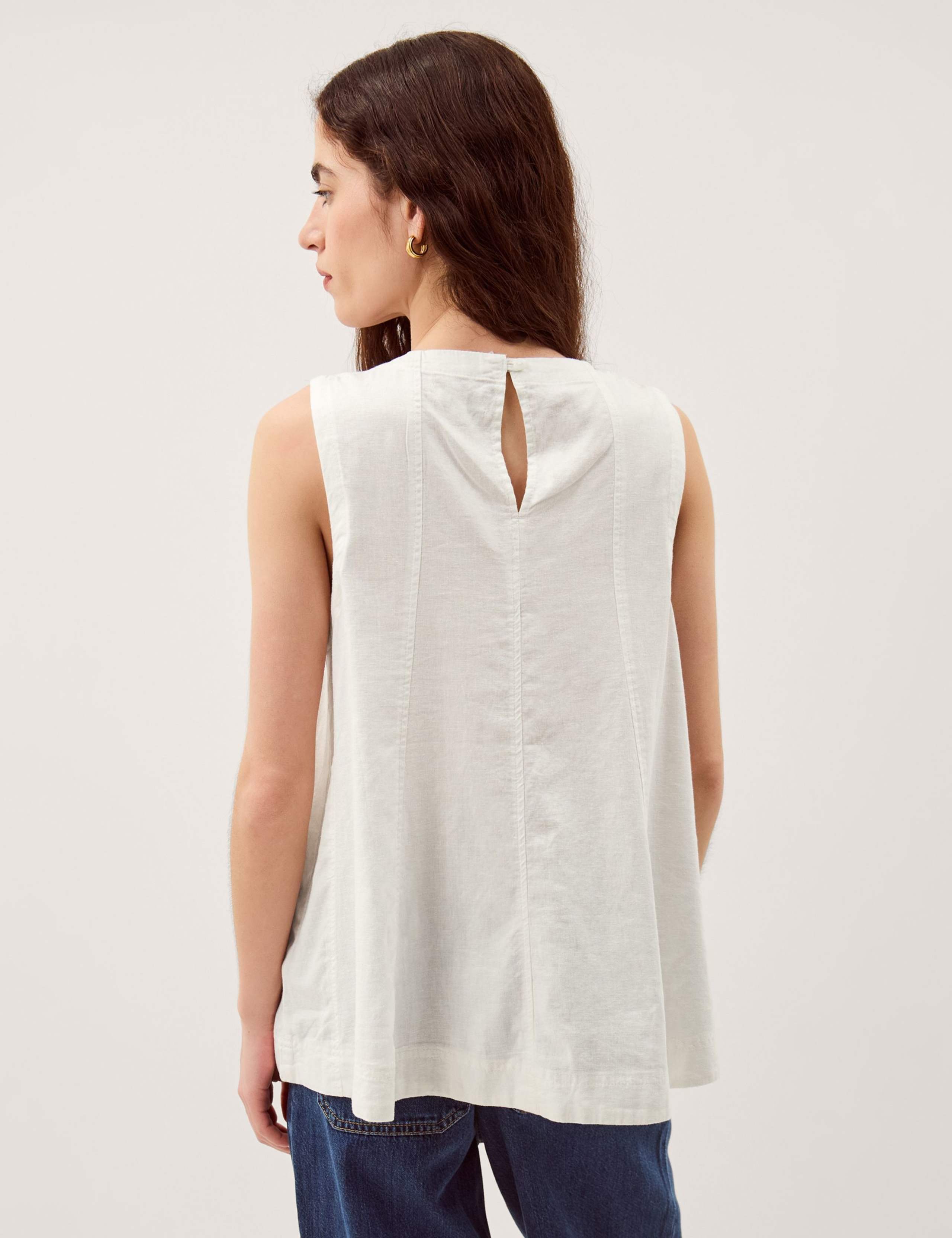 Linen Rich Round Neck Vest Top 2 of 4