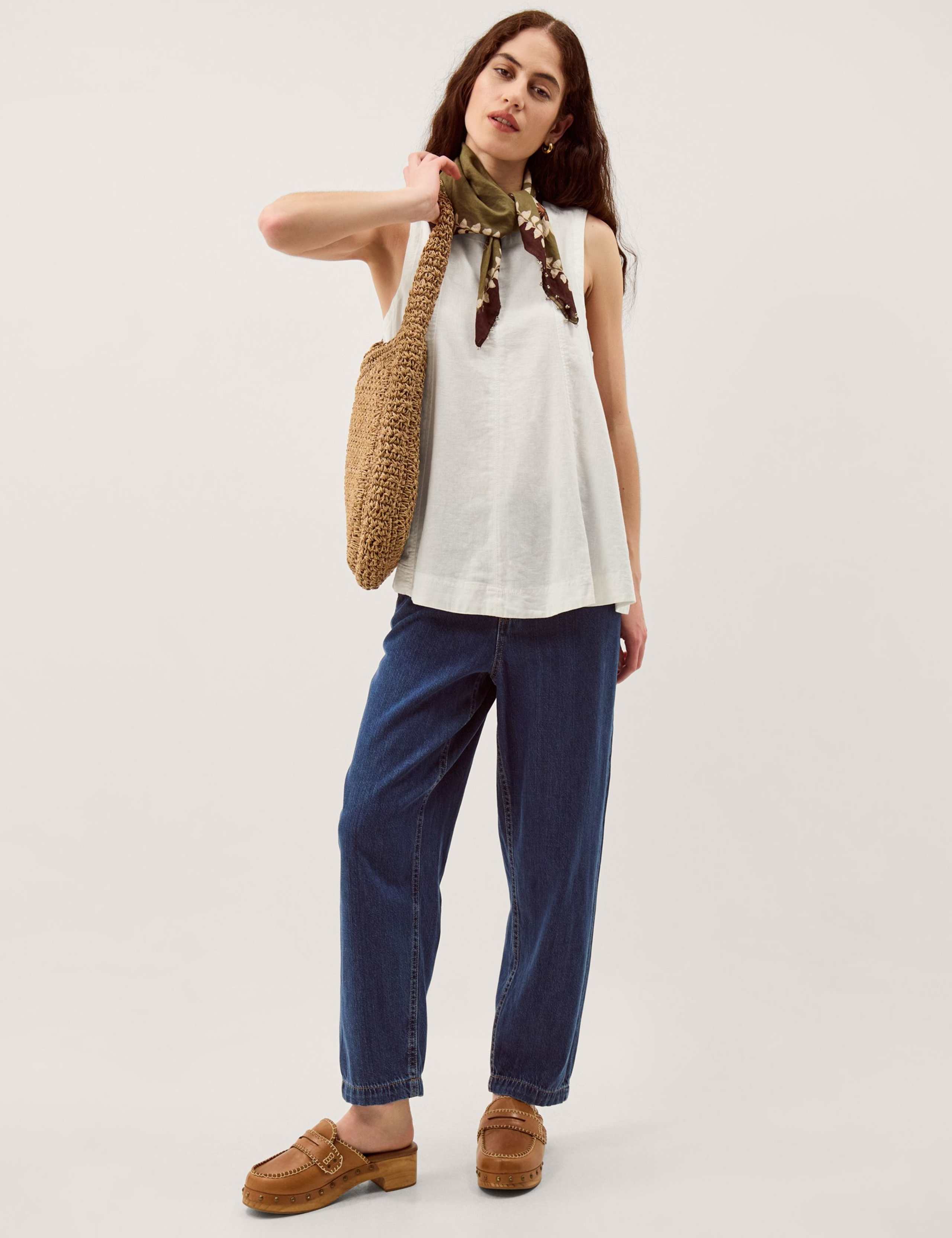 Linen Rich Round Neck Vest Top 3 of 4