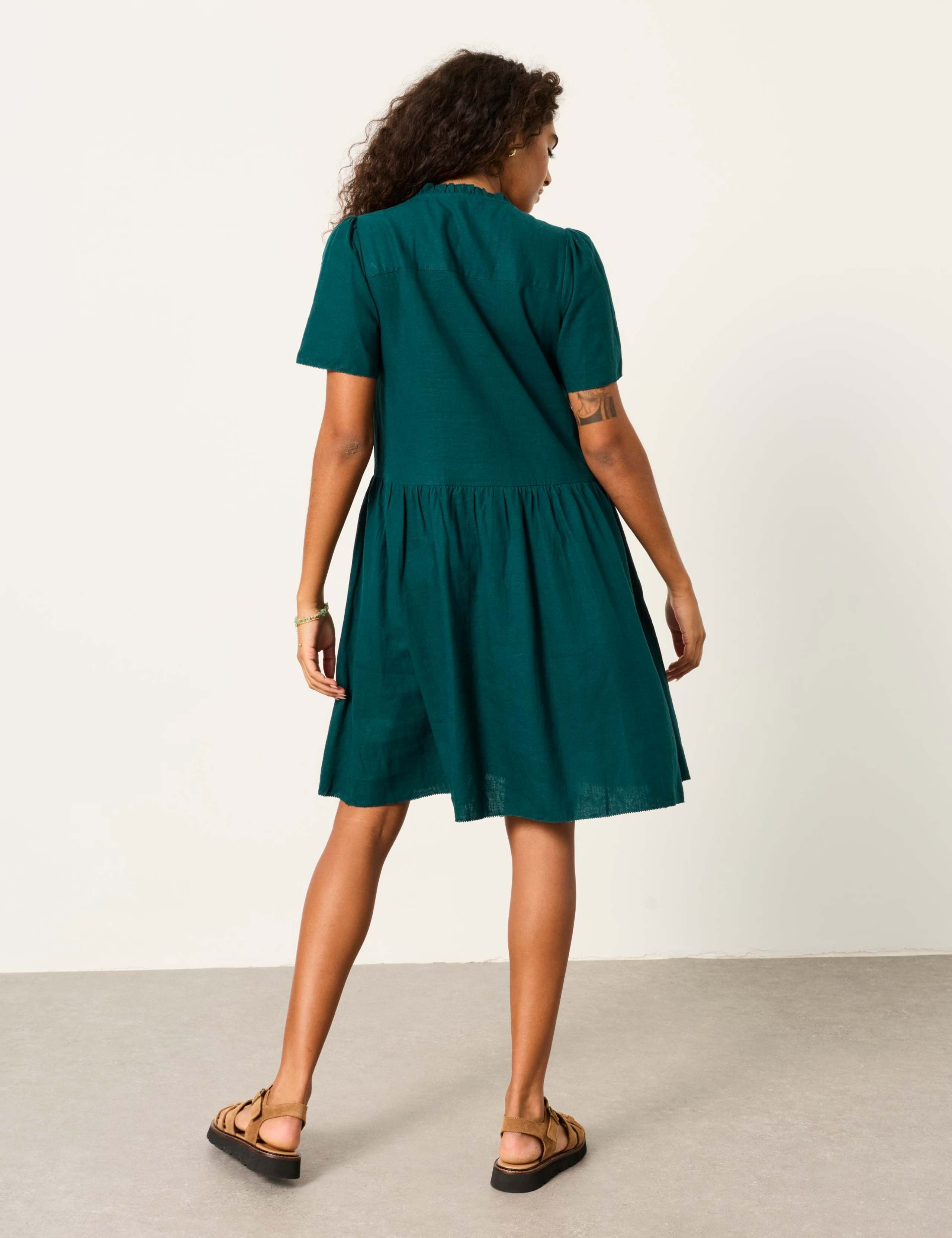 Linen Rich Midi Smock Dress 3 of 5