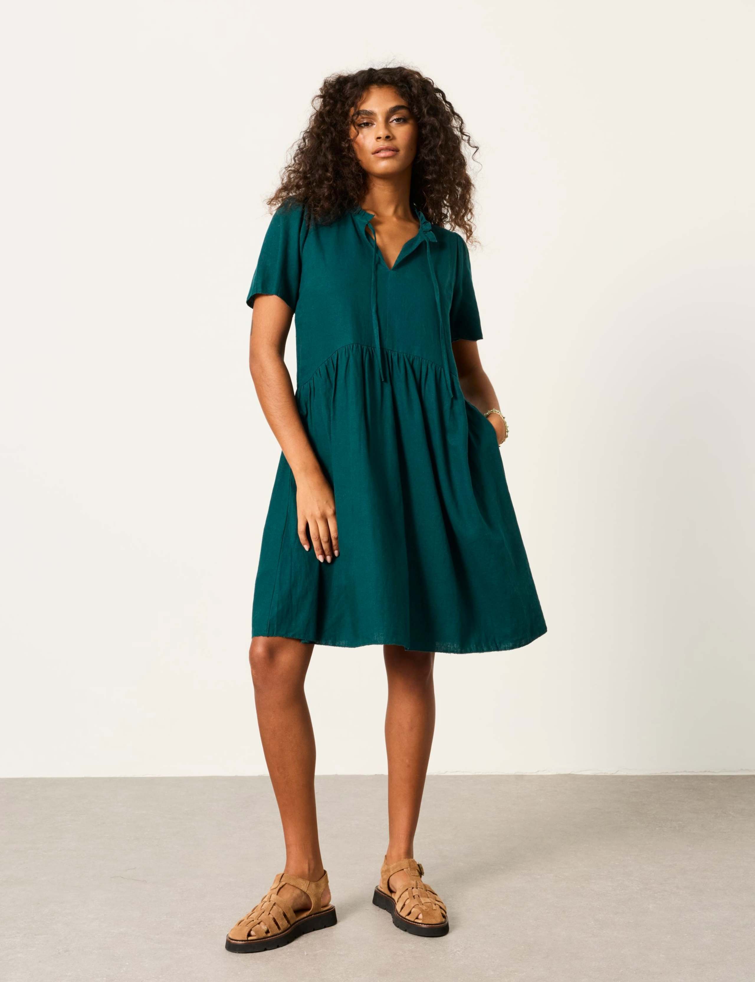 Linen Rich Midi Smock Dress 4 of 5