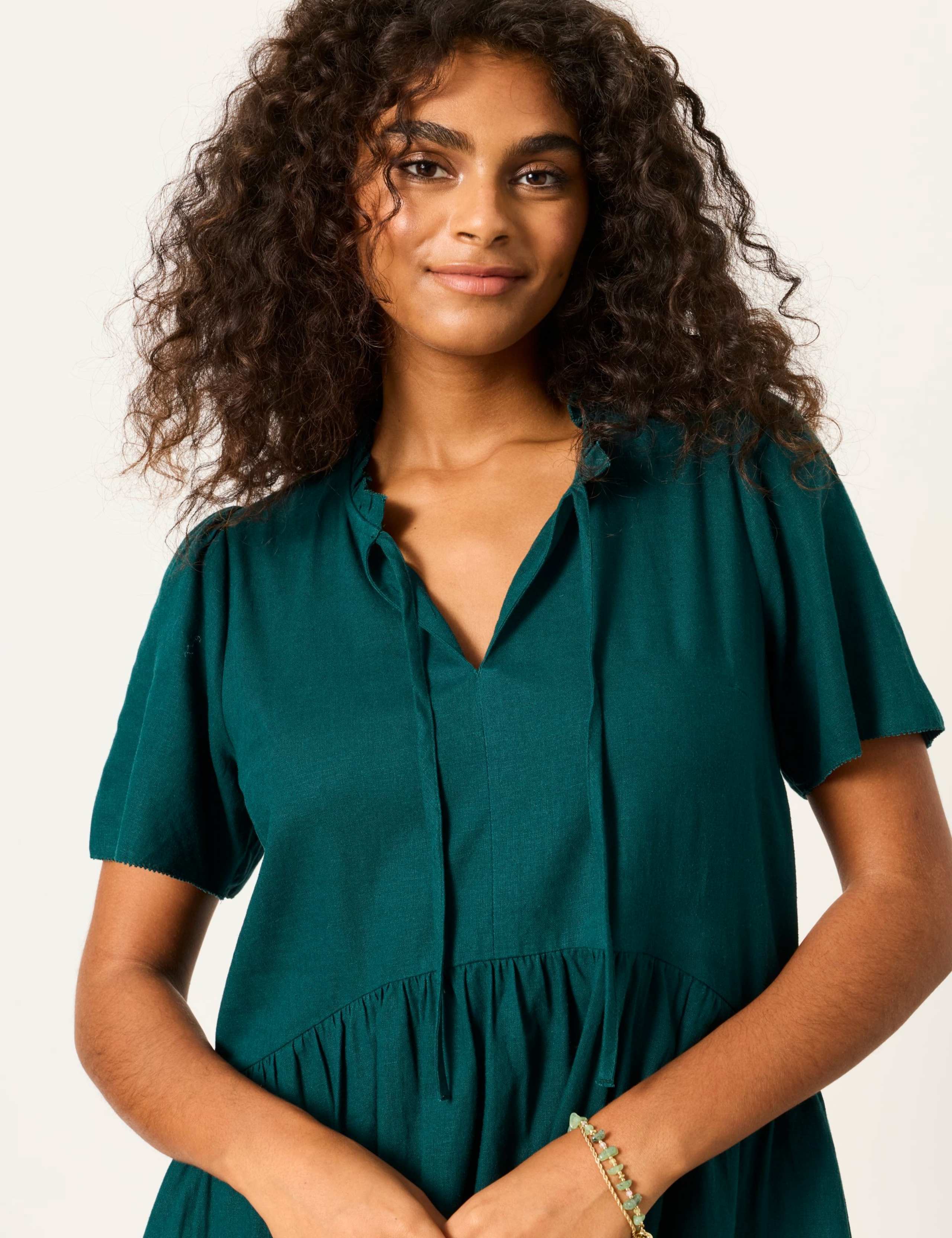 Linen Rich Midi Smock Dress 5 of 5