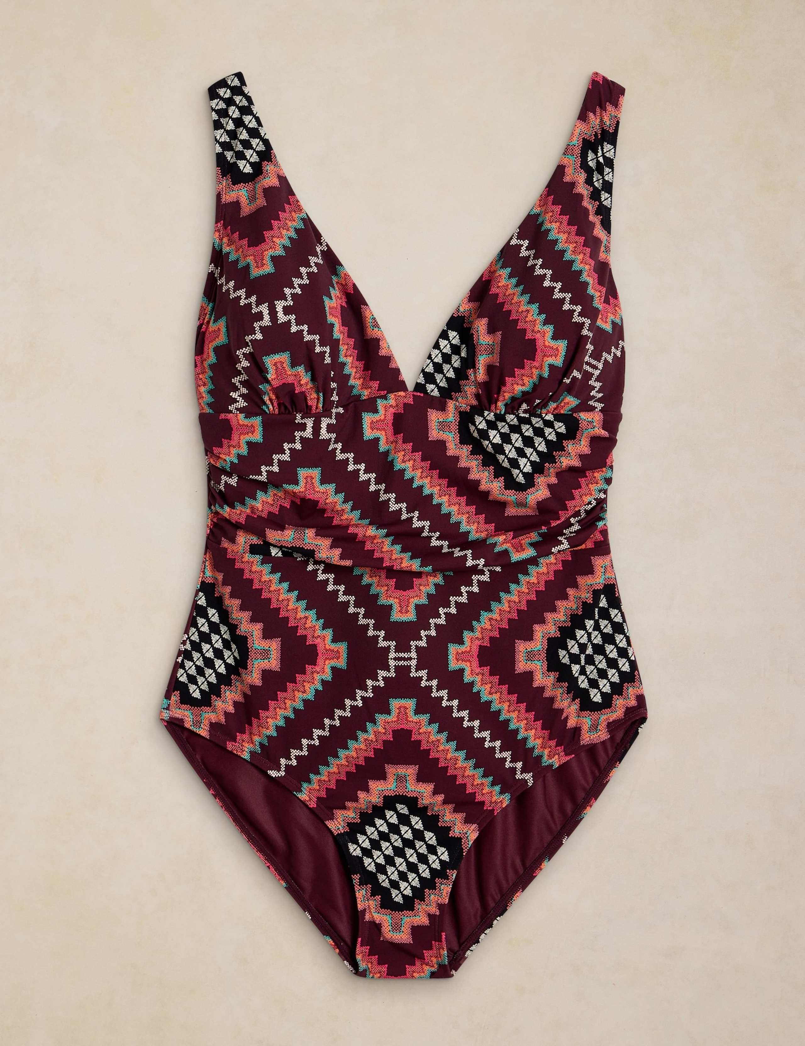 Patterned Tie Detail Plunge Swimsuit 2 of 6