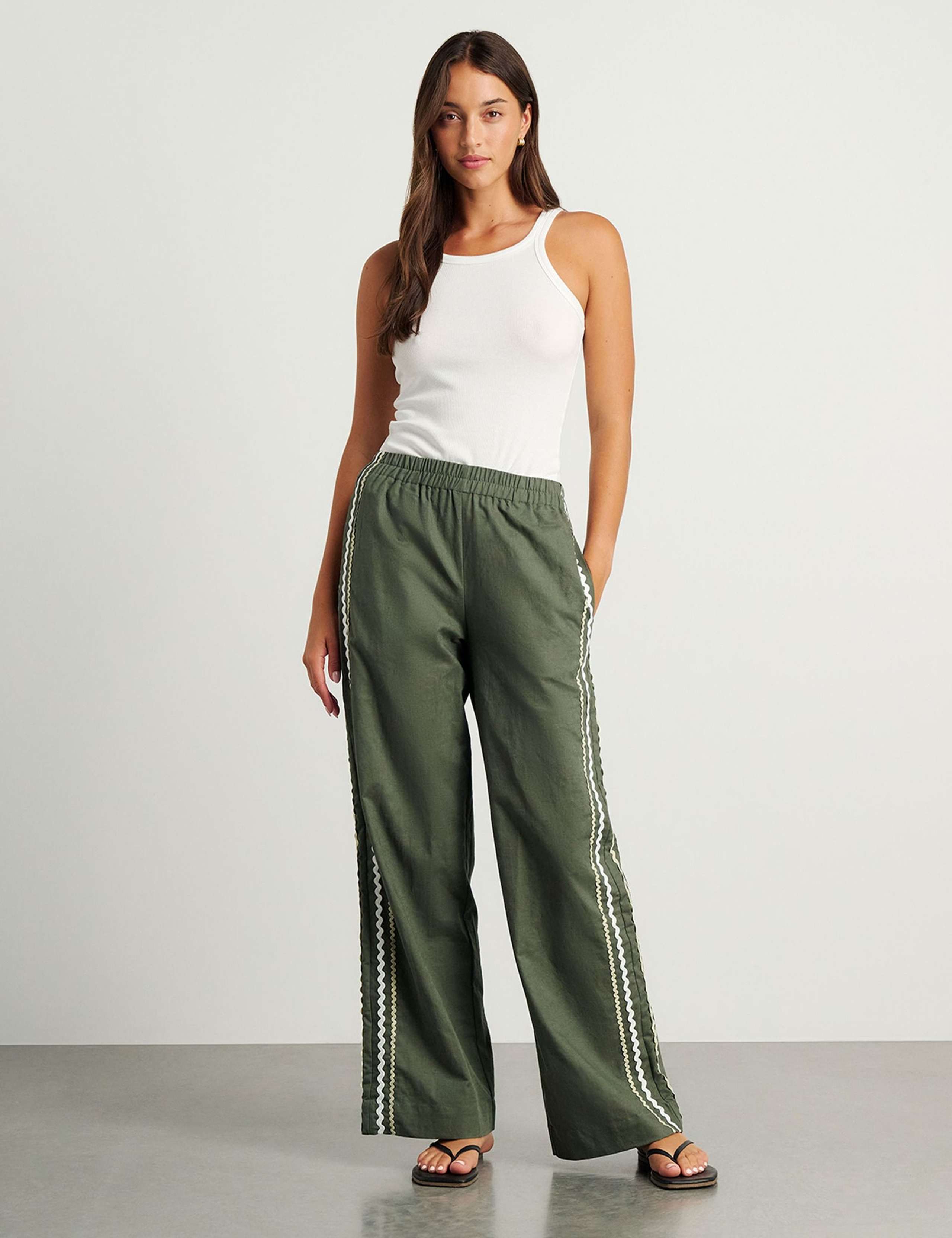 Cotton Rich Wide Leg Trousers 2 of 6