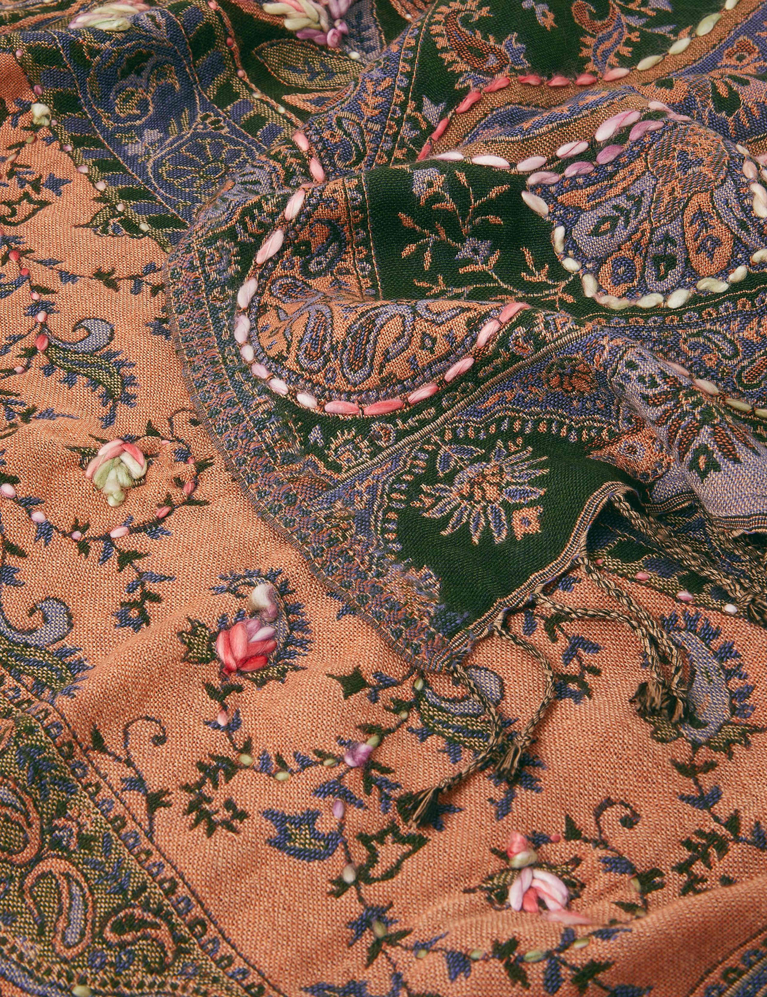 Embroidered Paisley Print Scarf 2 of 2