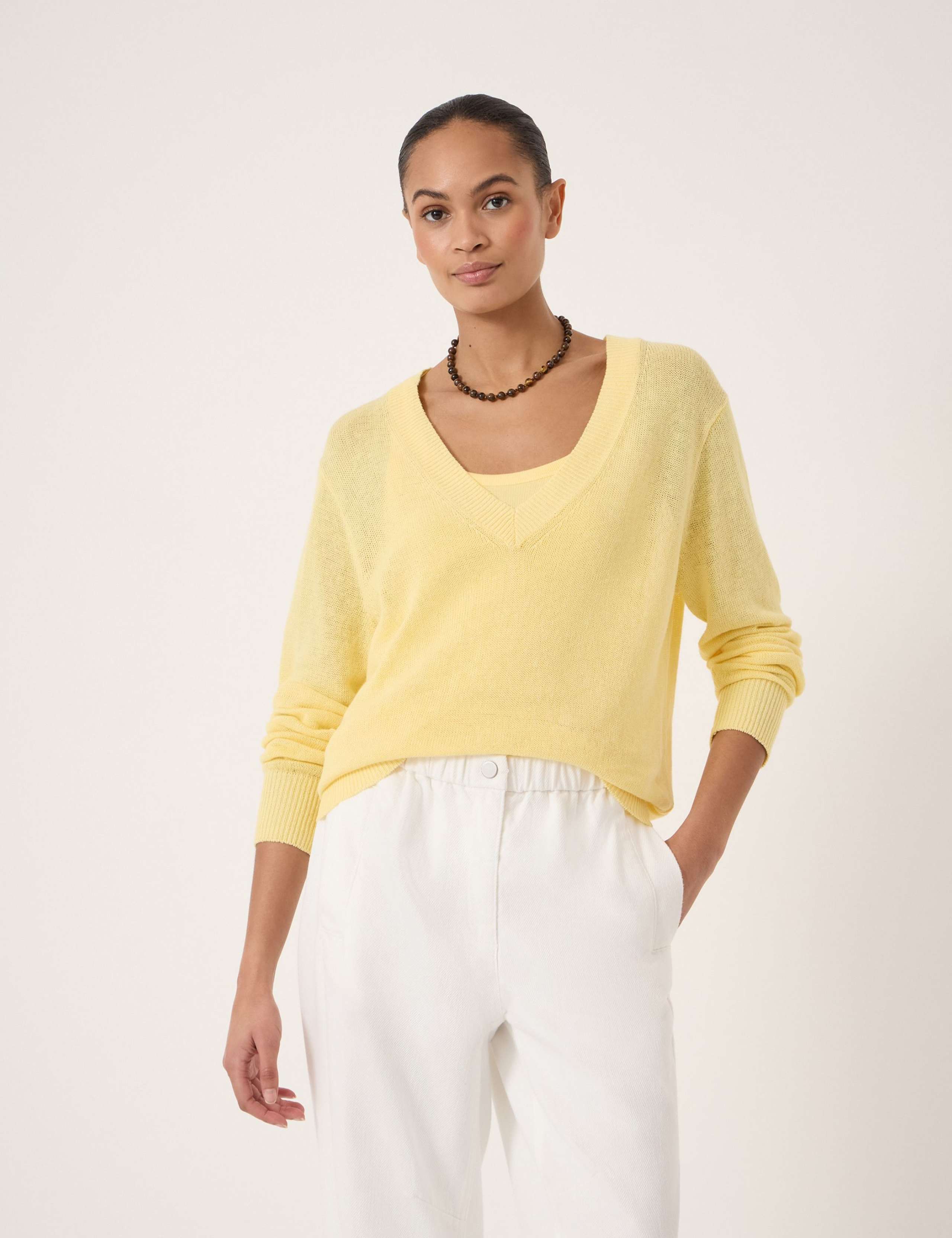 Coralie Linen and Cotton V-Neck Jumper 3 of 5