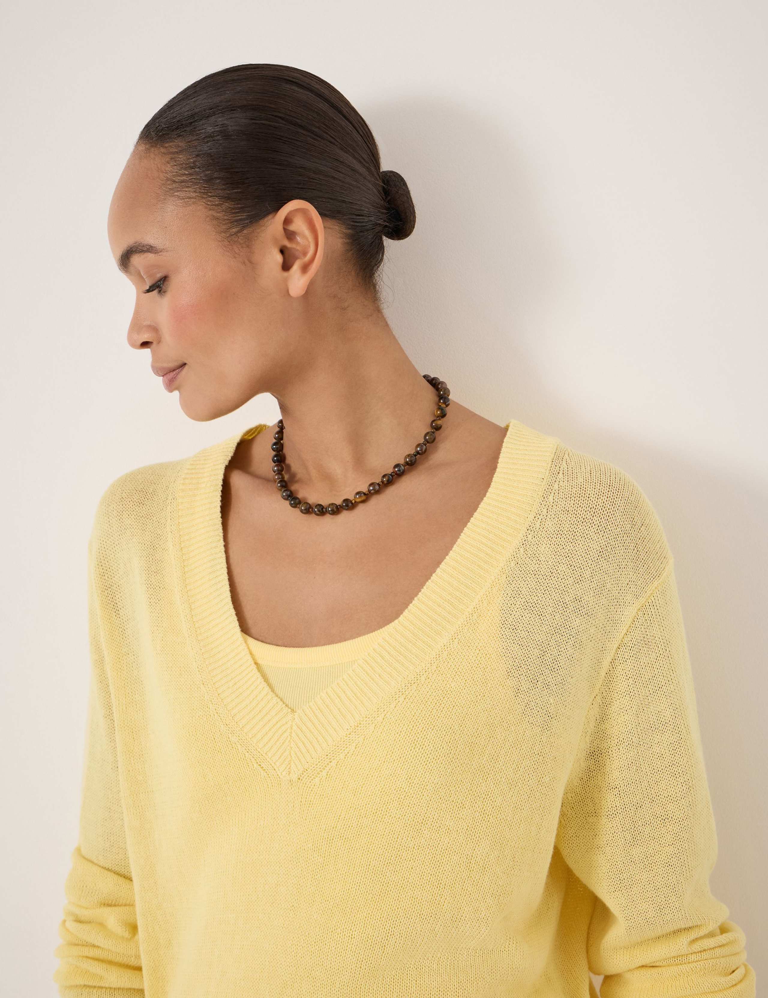 Coralie Linen and Cotton V-Neck Jumper 5 of 5