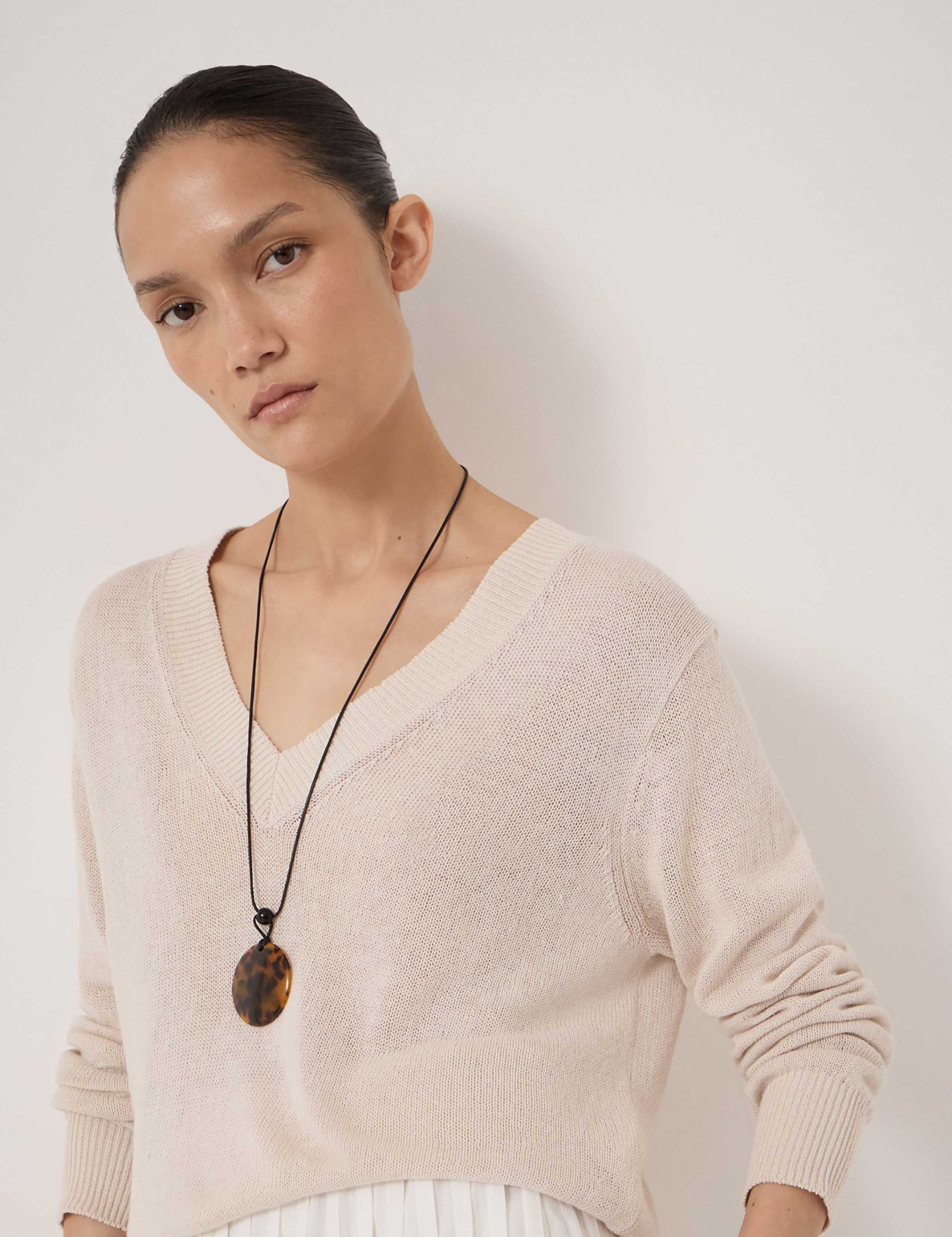 Coralie Linen and Cotton V-Neck Jumper 3 of 4