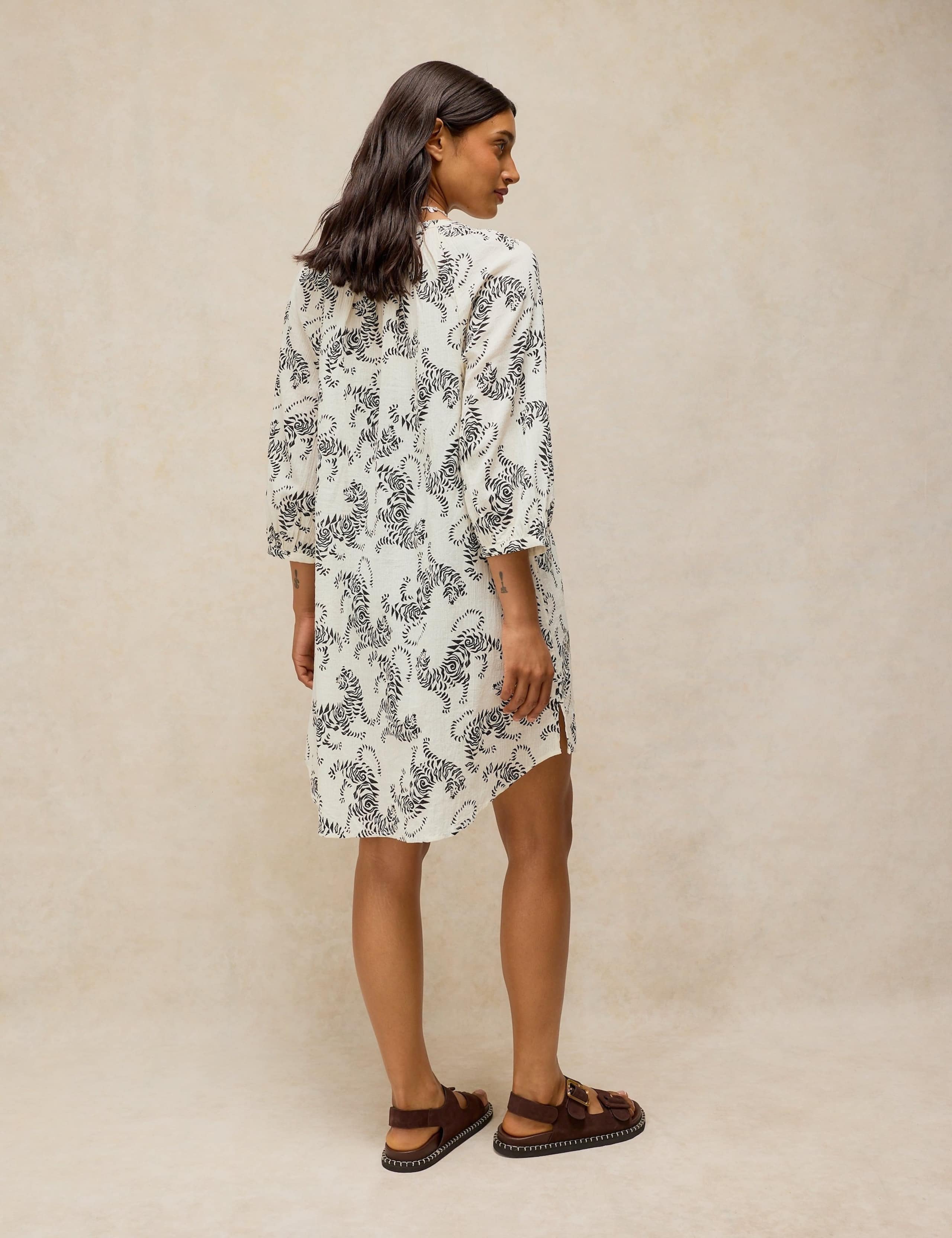 Pure Cotton V-Neck Tie Detail Beach Dress 4 of 6