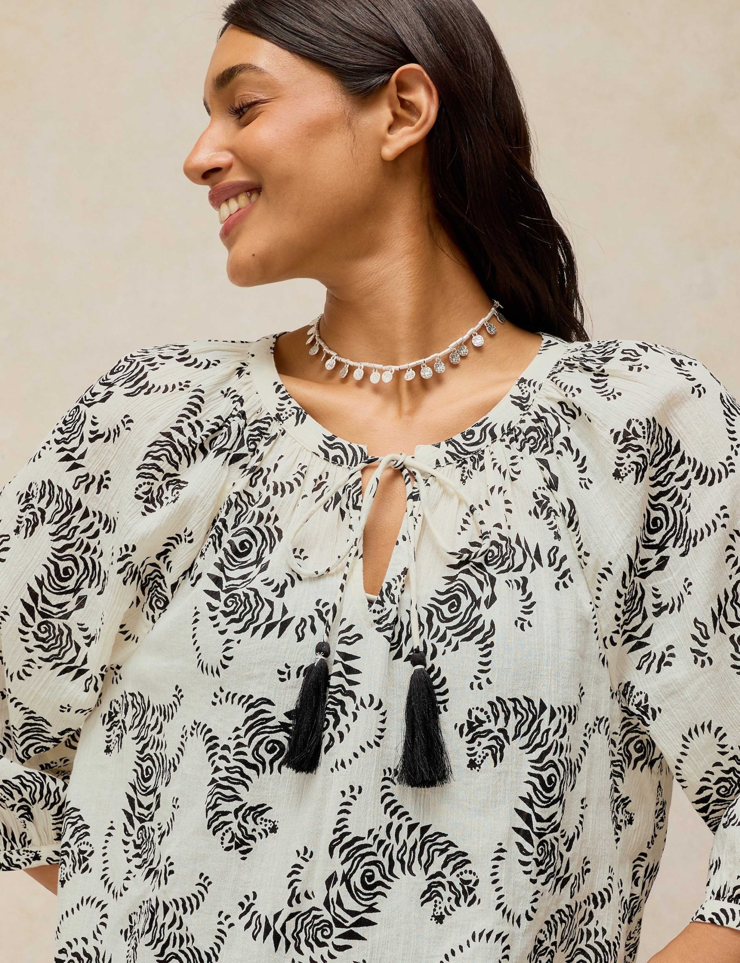 Pure Cotton V-Neck Tie Detail Beach Dress 5 of 6