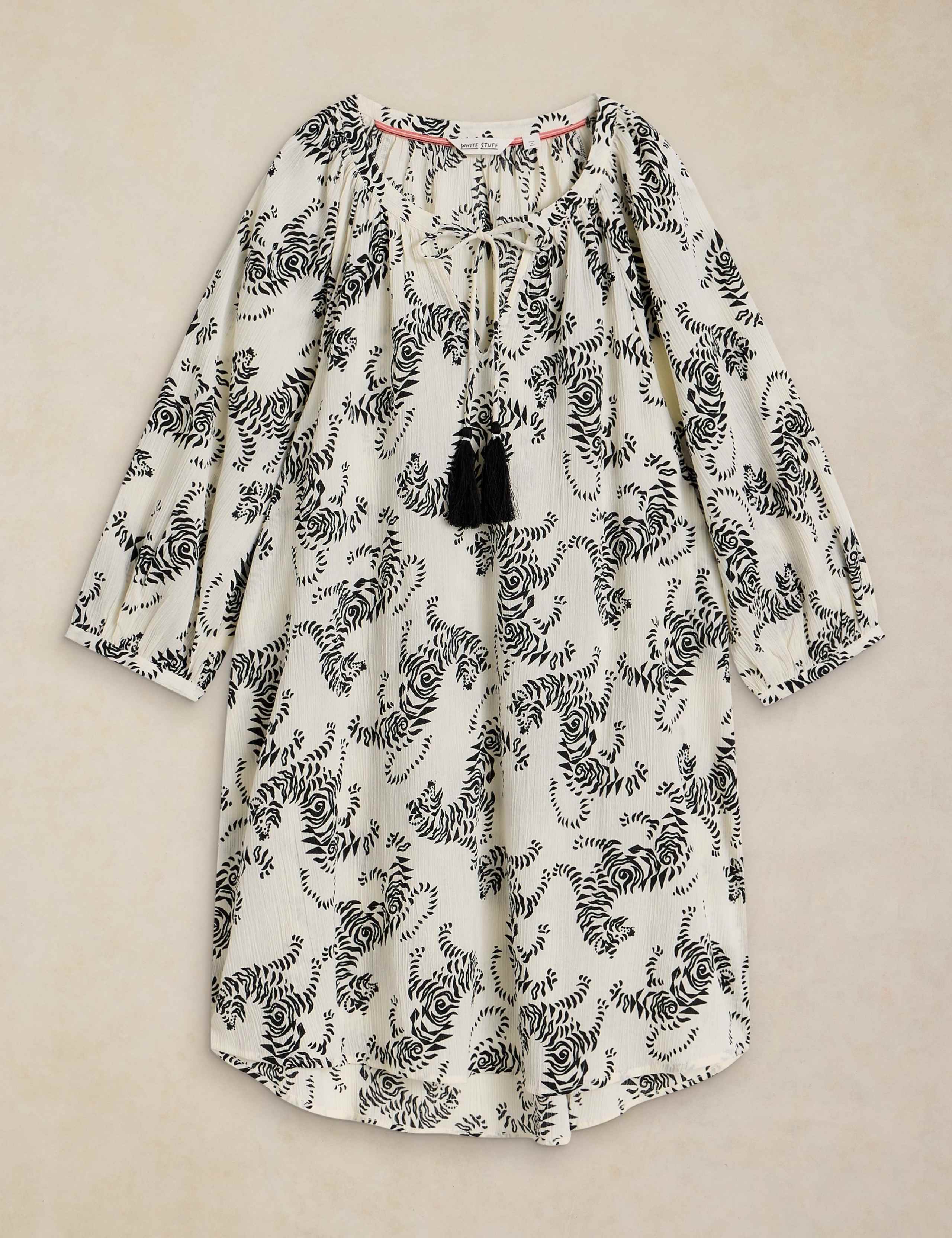Pure Cotton V-Neck Tie Detail Beach Dress 2 of 6