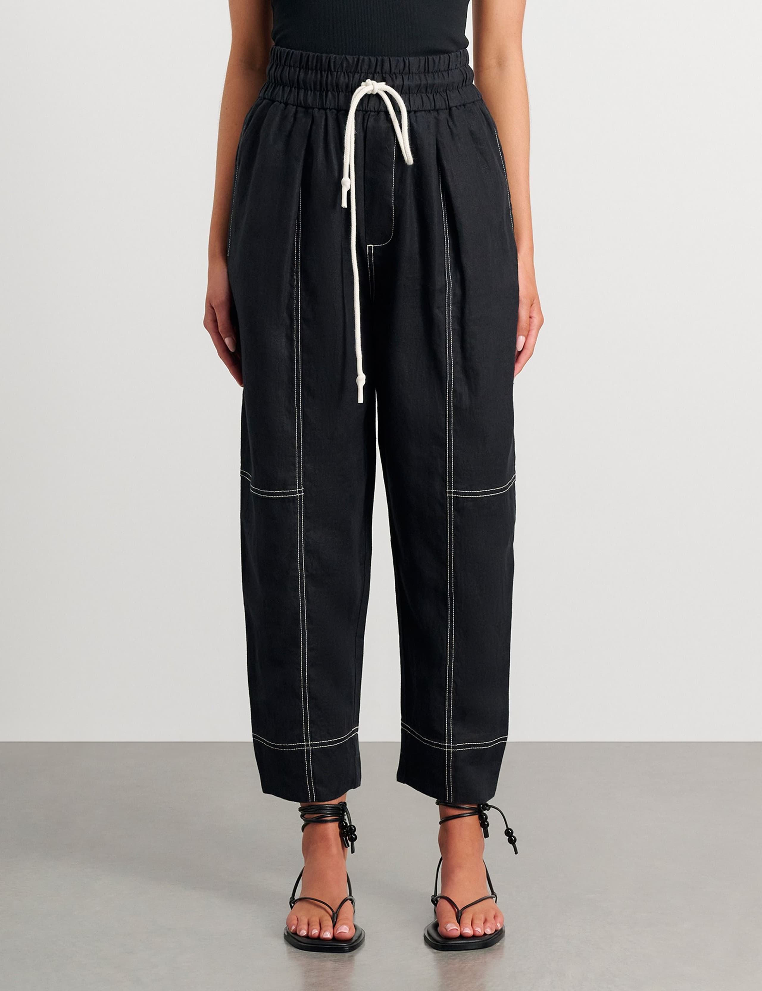 Pure Linen Cargo Pull On Trousers 1 of 6