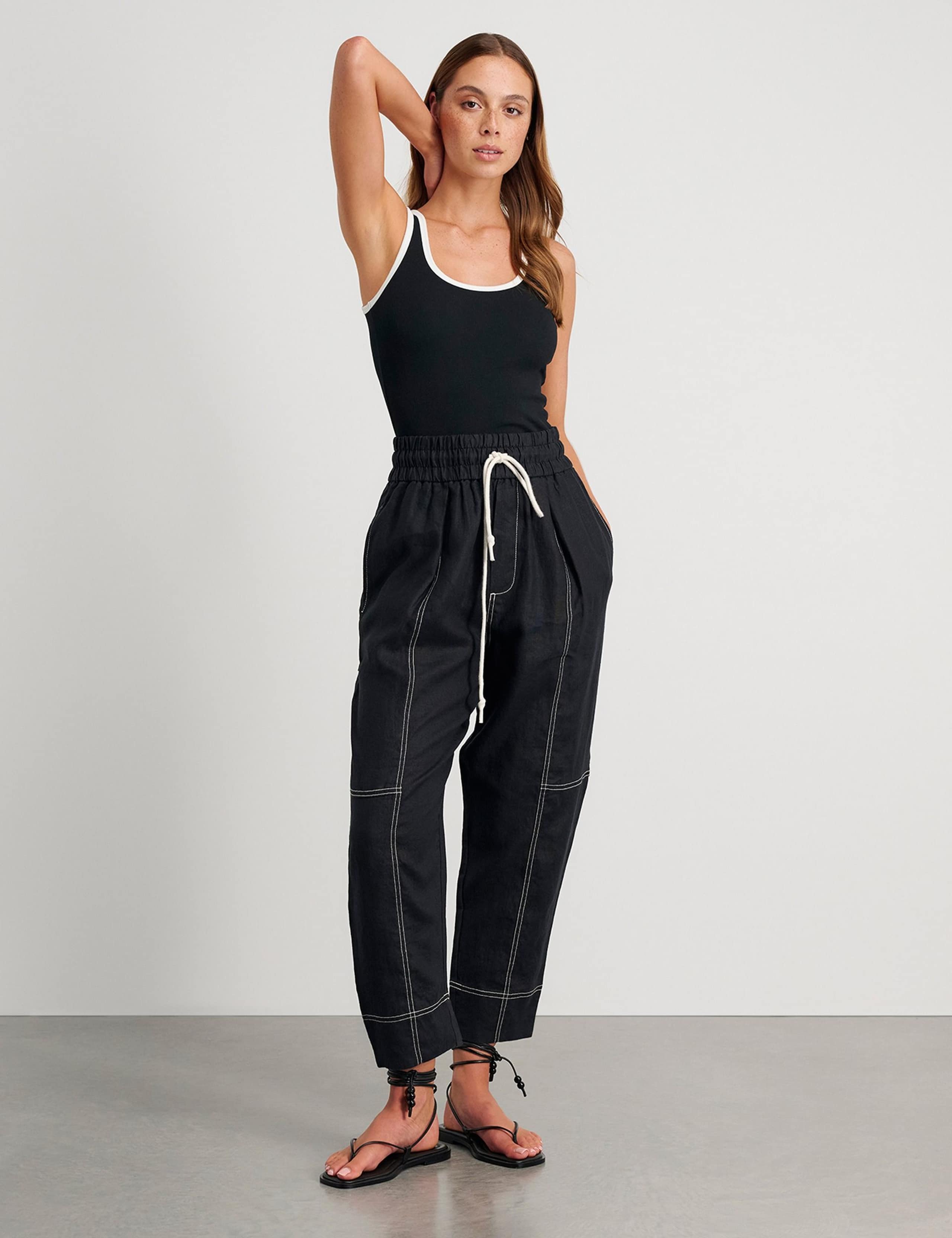 Pure Linen Cargo Pull On Trousers 2 of 6