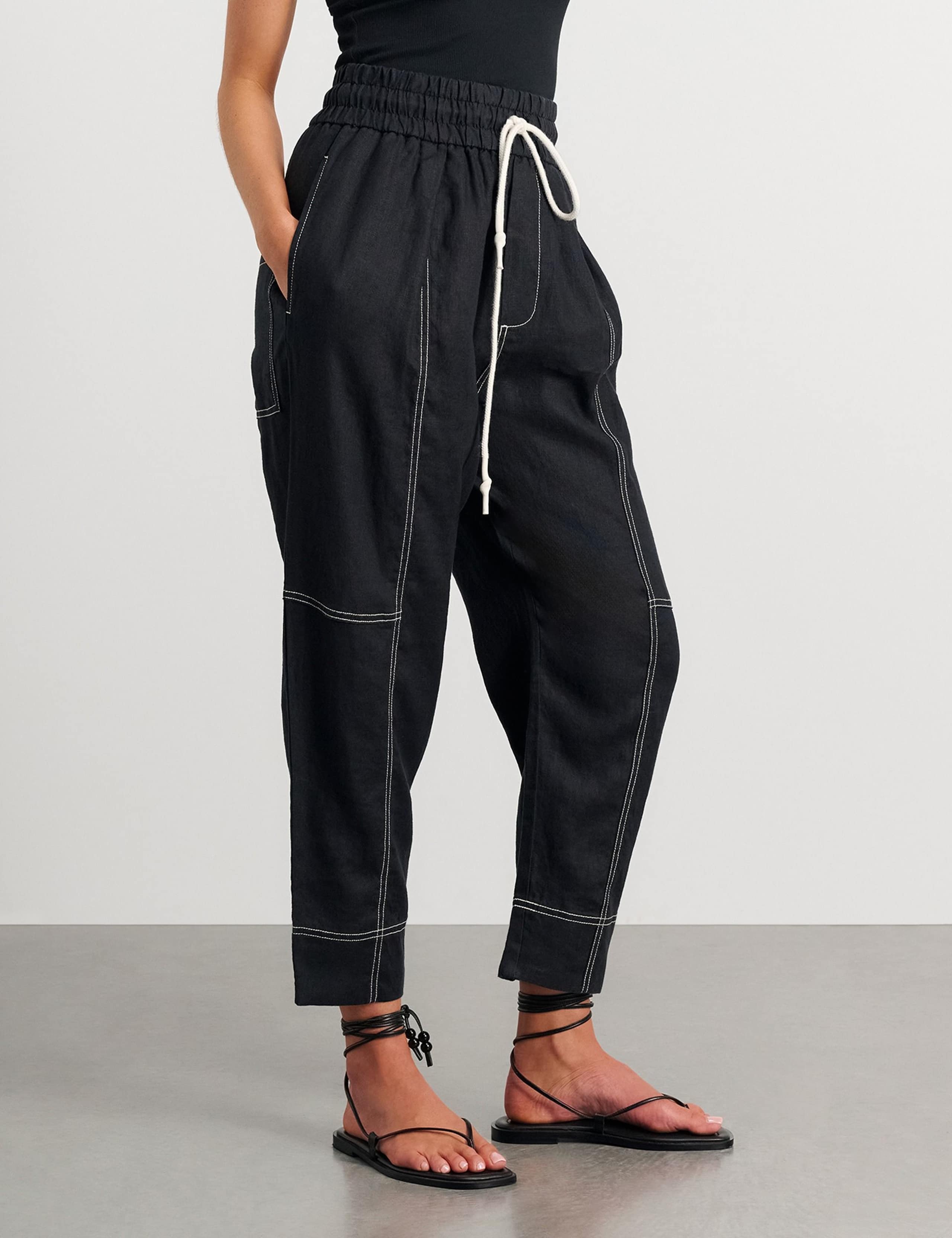 Pure Linen Cargo Pull On Trousers 3 of 6