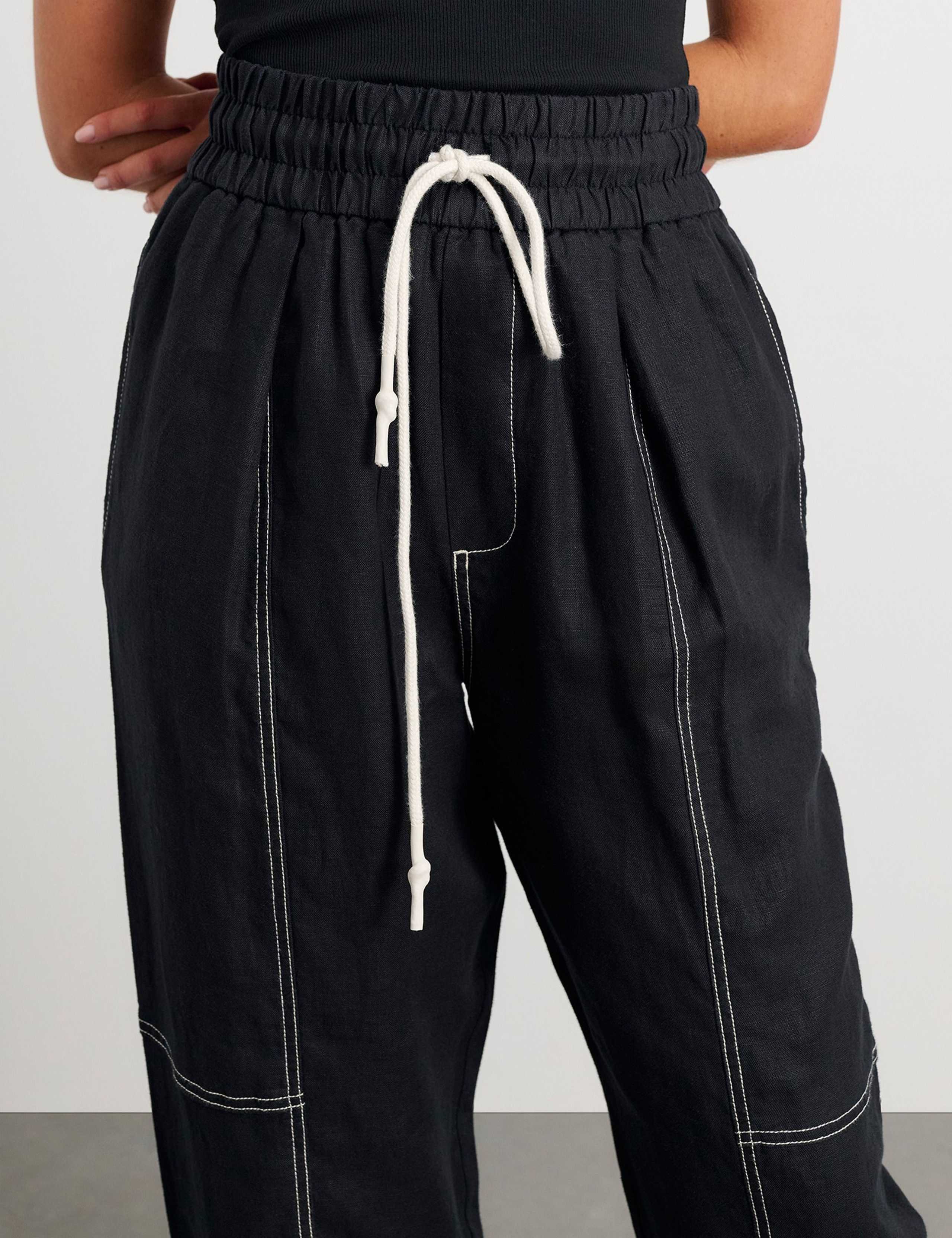 Pure Linen Cargo Pull On Trousers 4 of 6