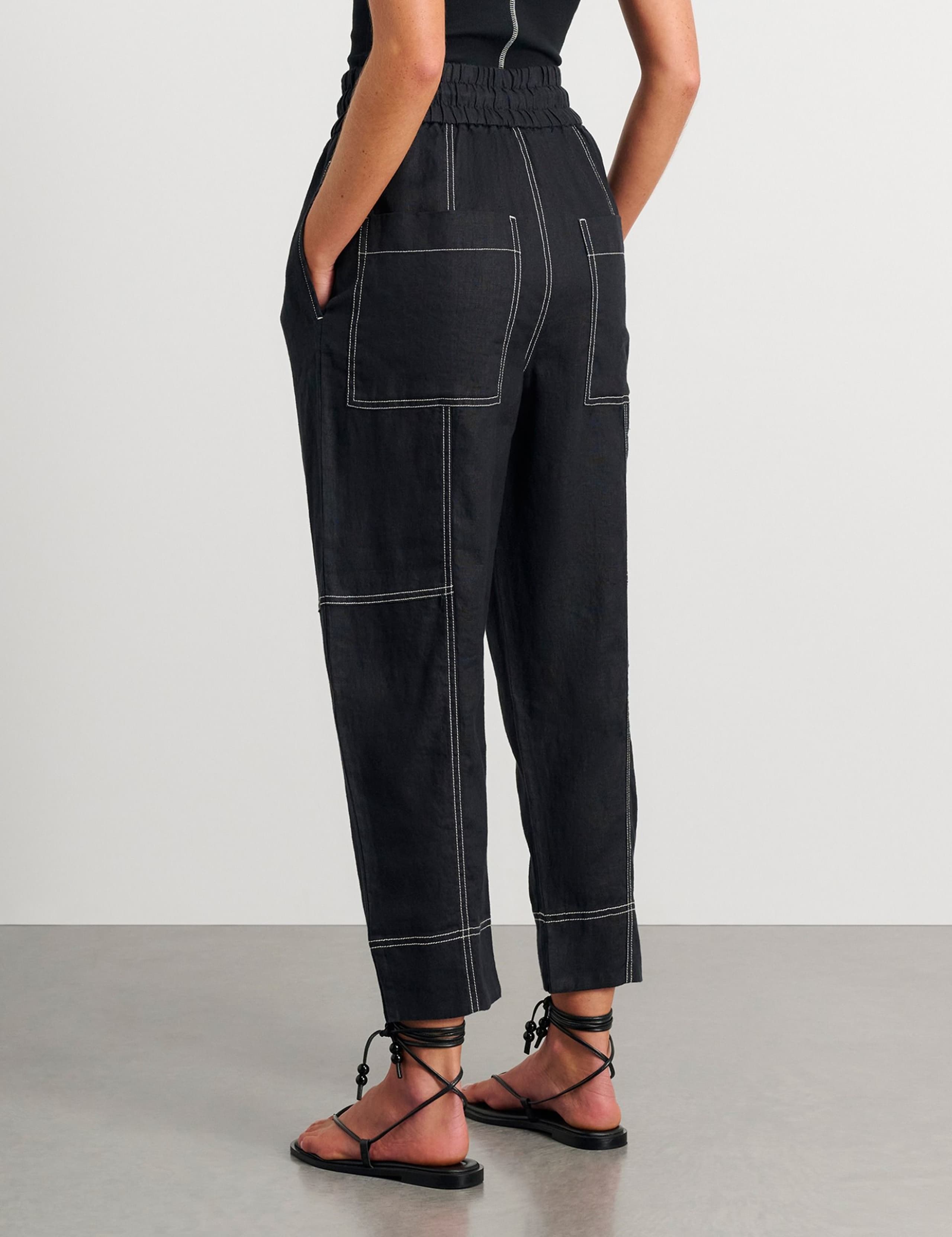 Pure Linen Cargo Pull On Trousers 5 of 6