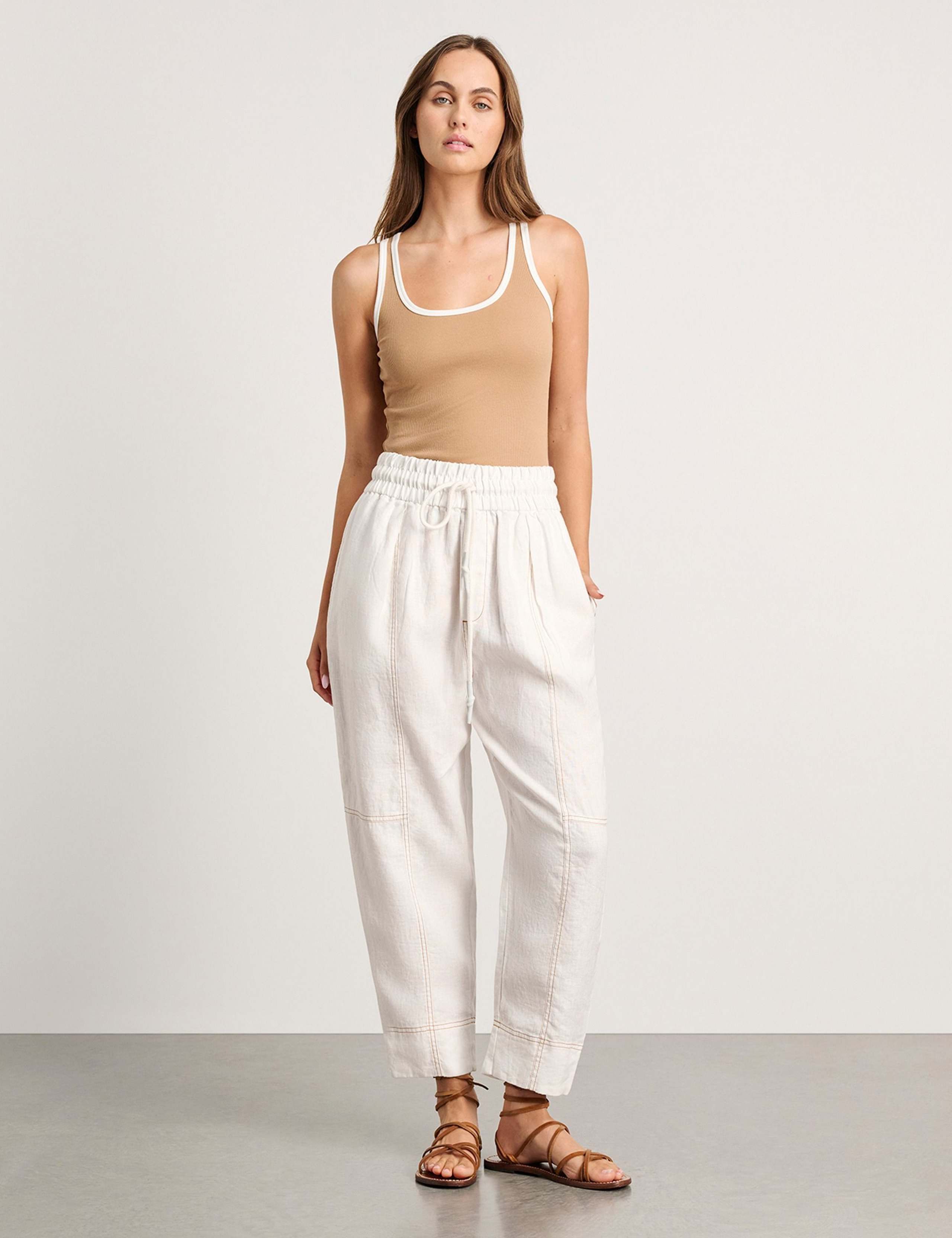 Pure Linen Cargo Pull On Trousers 2 of 6