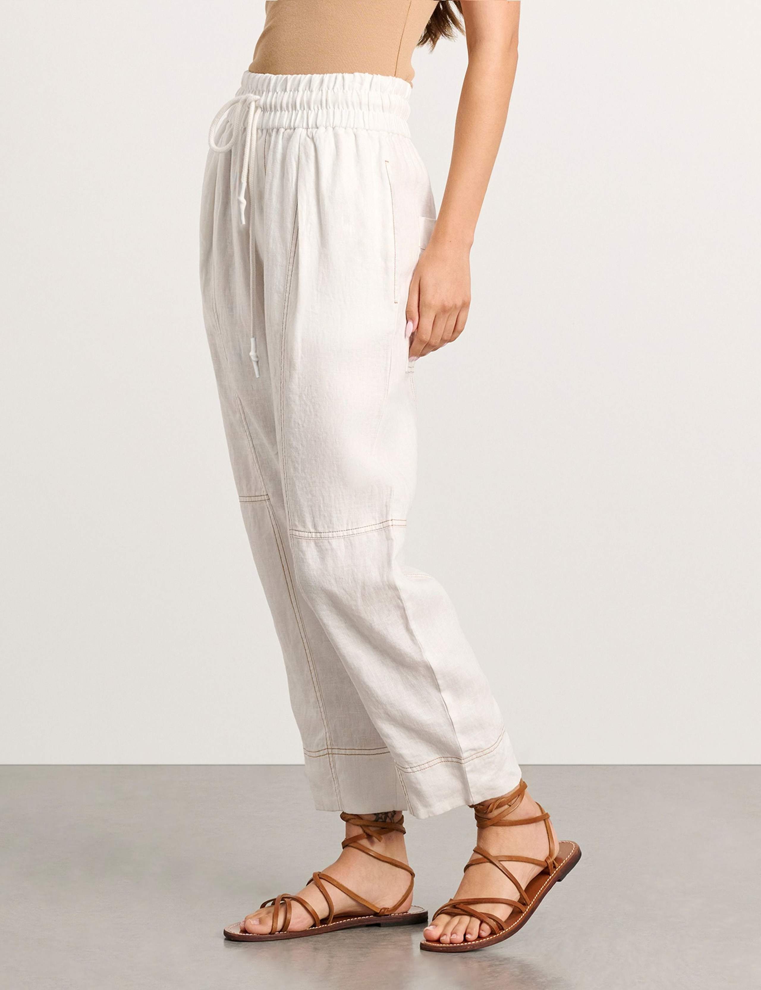 Pure Linen Cargo Pull On Trousers 3 of 6
