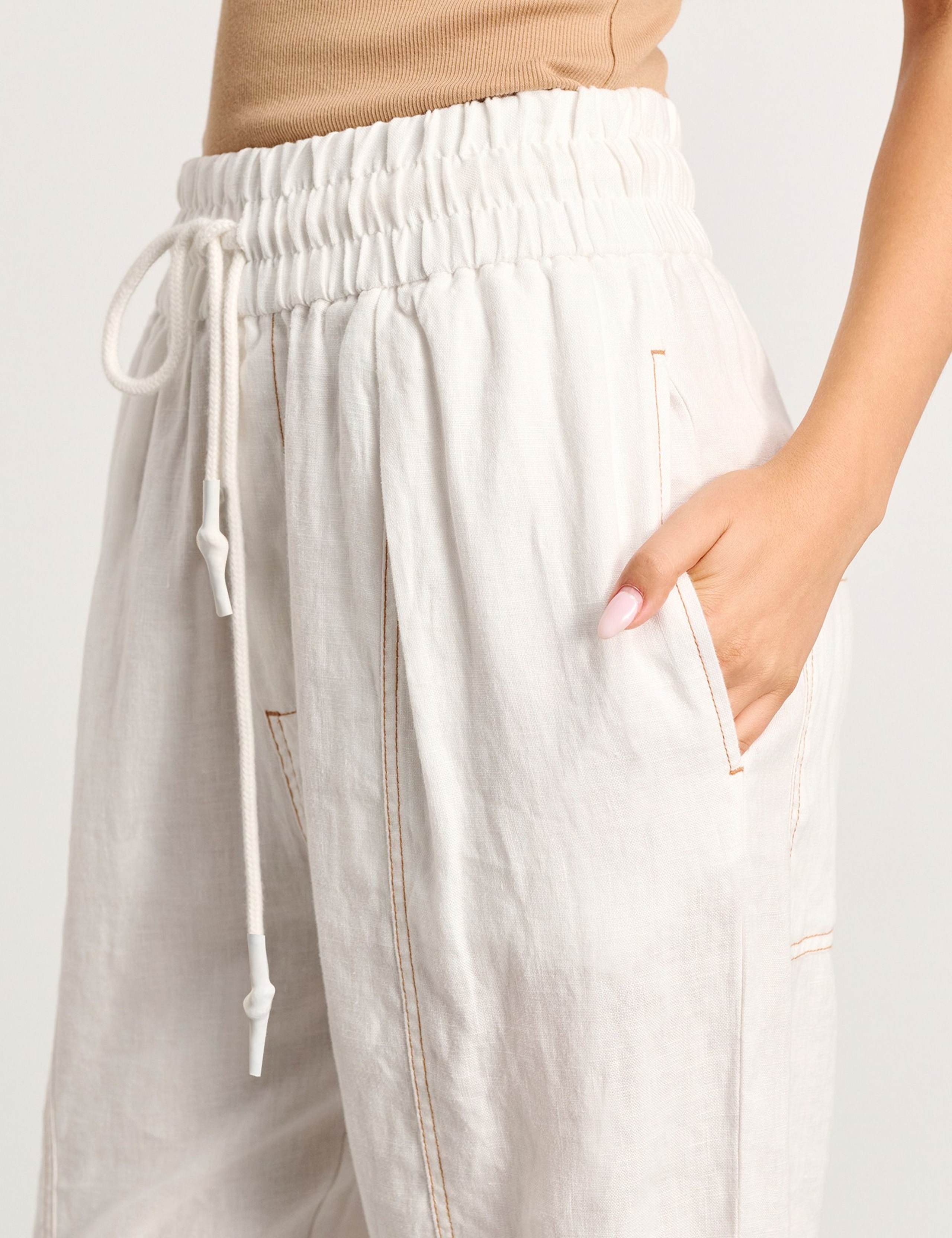 Pure Linen Cargo Pull On Trousers 4 of 6