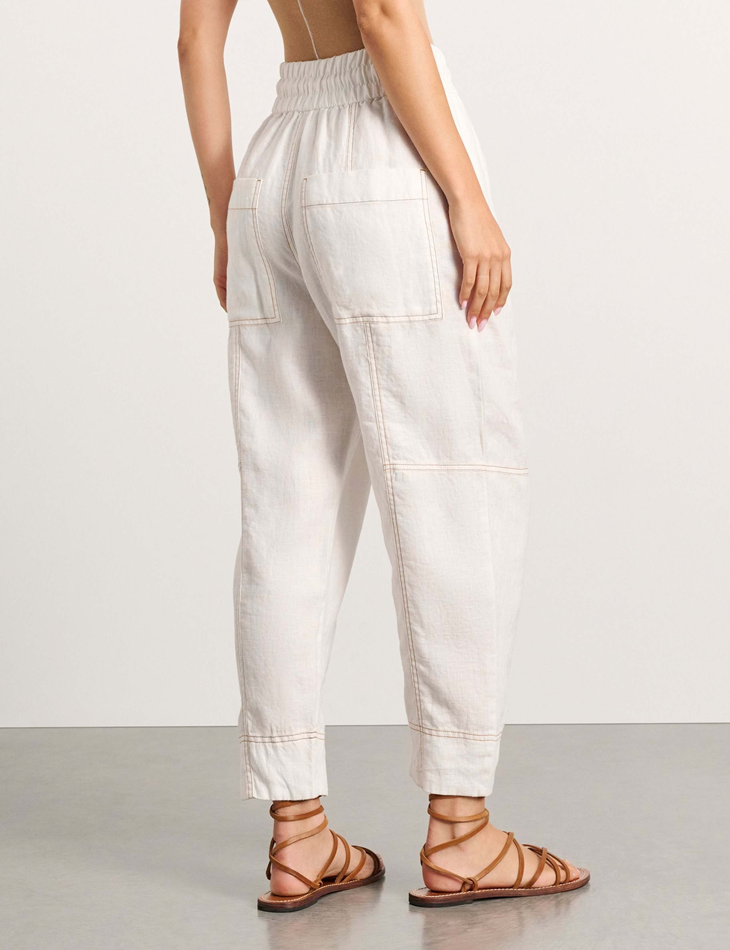Pure Linen Cargo Pull On Trousers 5 of 6