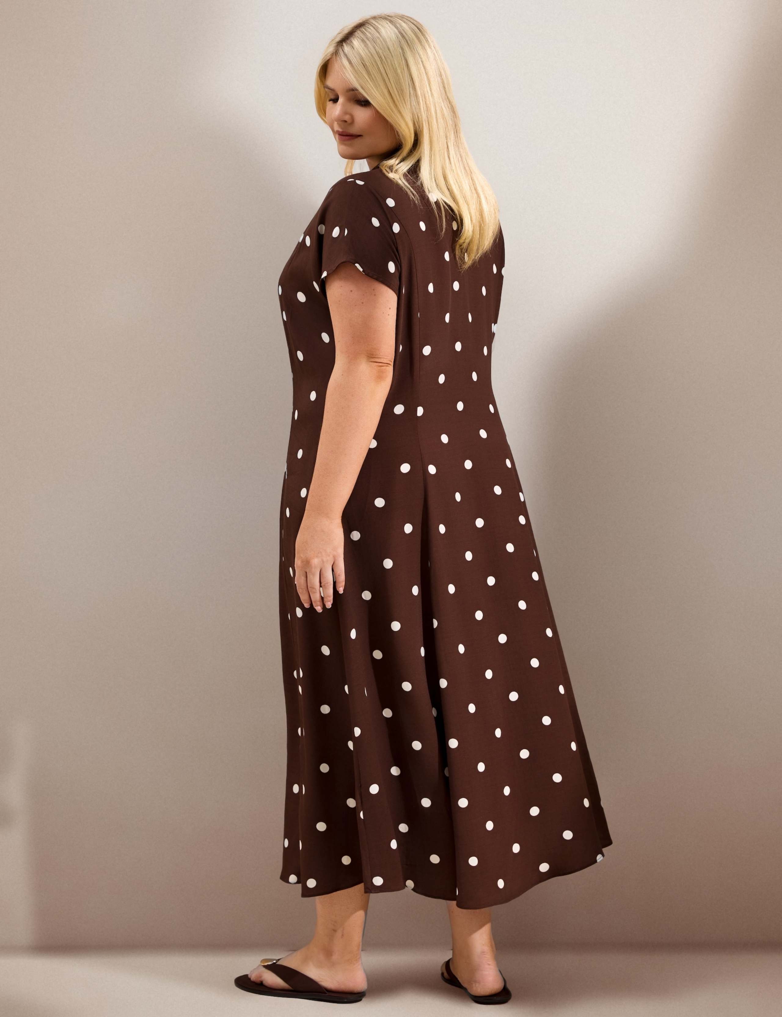 Polka Dot Button Through Midaxi Shirt Dress 2 of 6