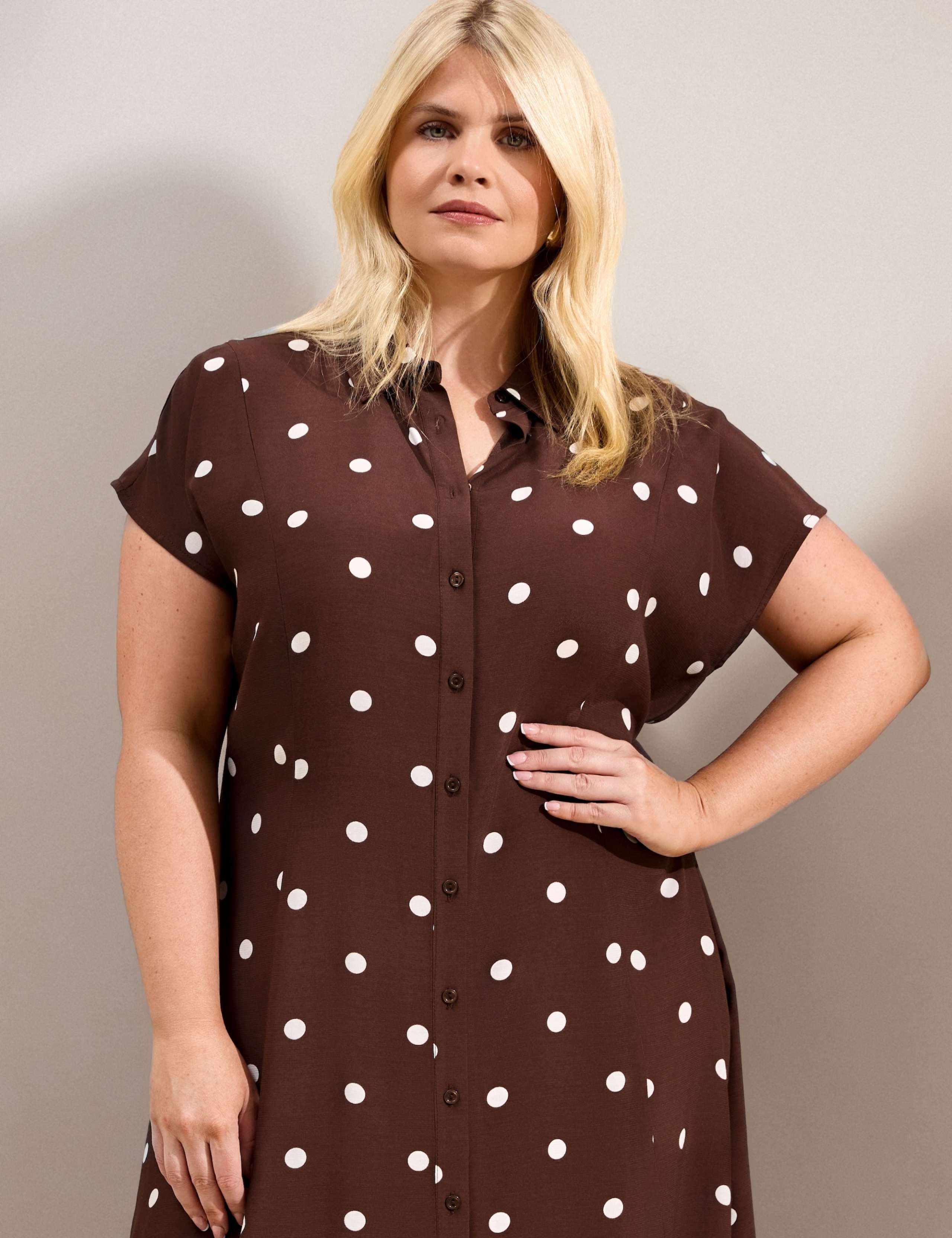 Polka Dot Button Through Midaxi Shirt Dress 5 of 6