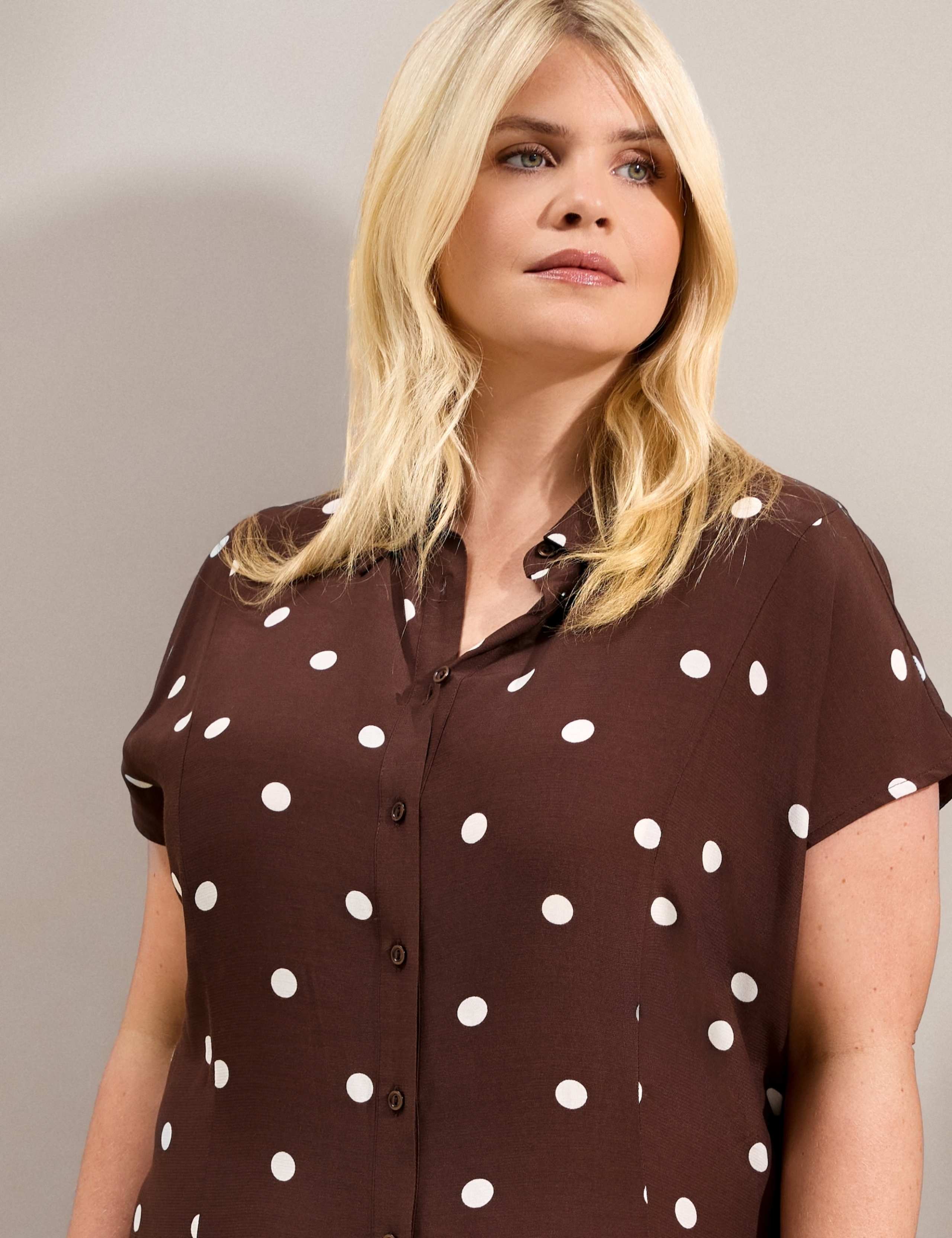 Polka Dot Button Through Midaxi Shirt Dress 6 of 6
