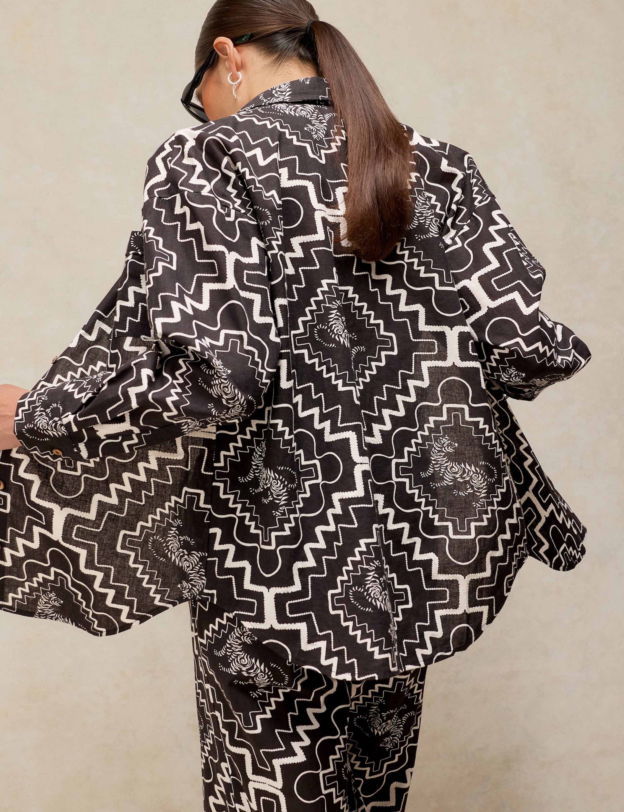 Cotton Rich Printed Beach Shirt With Linen 5 of 6