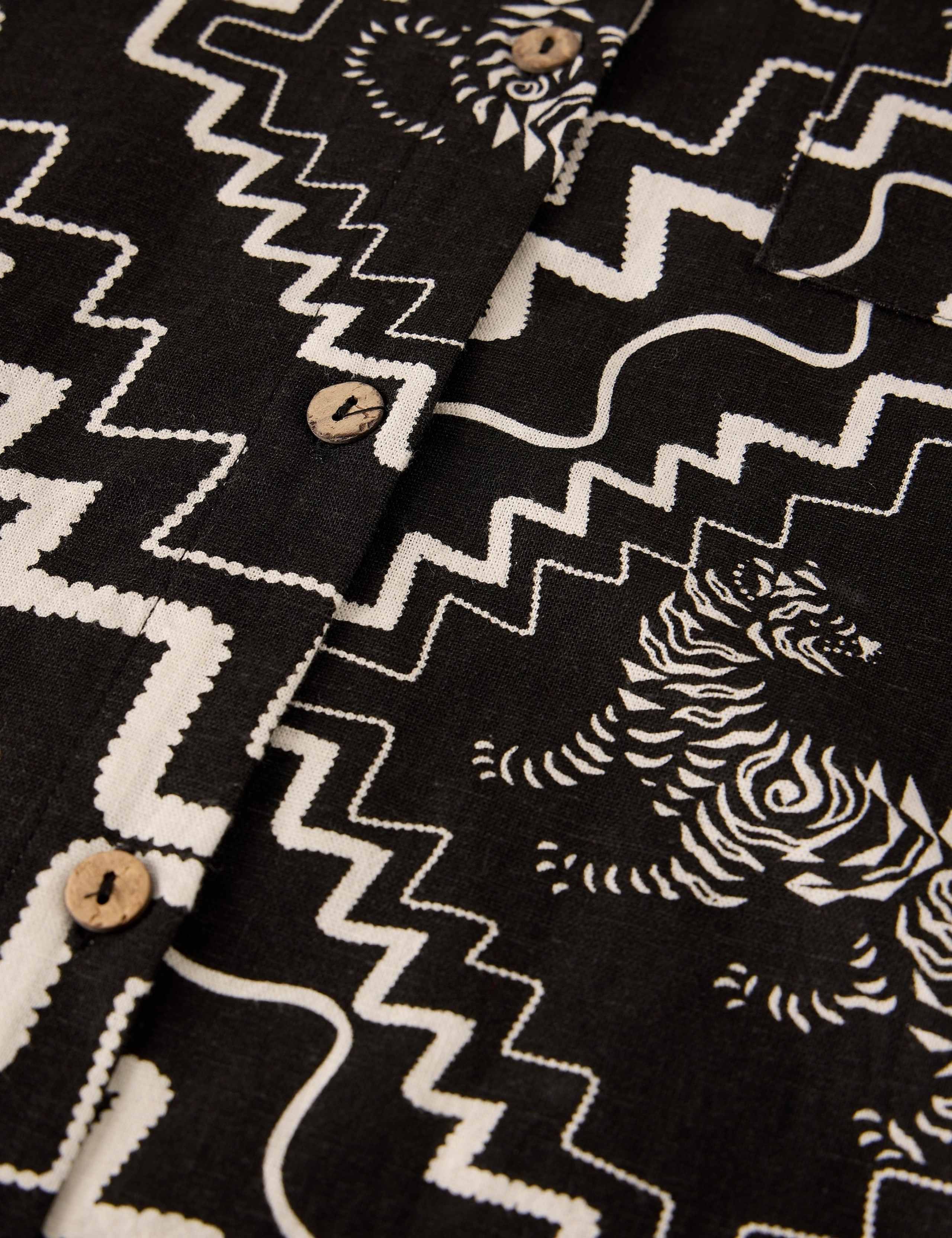 Cotton Rich Printed Beach Shirt With Linen 6 of 6
