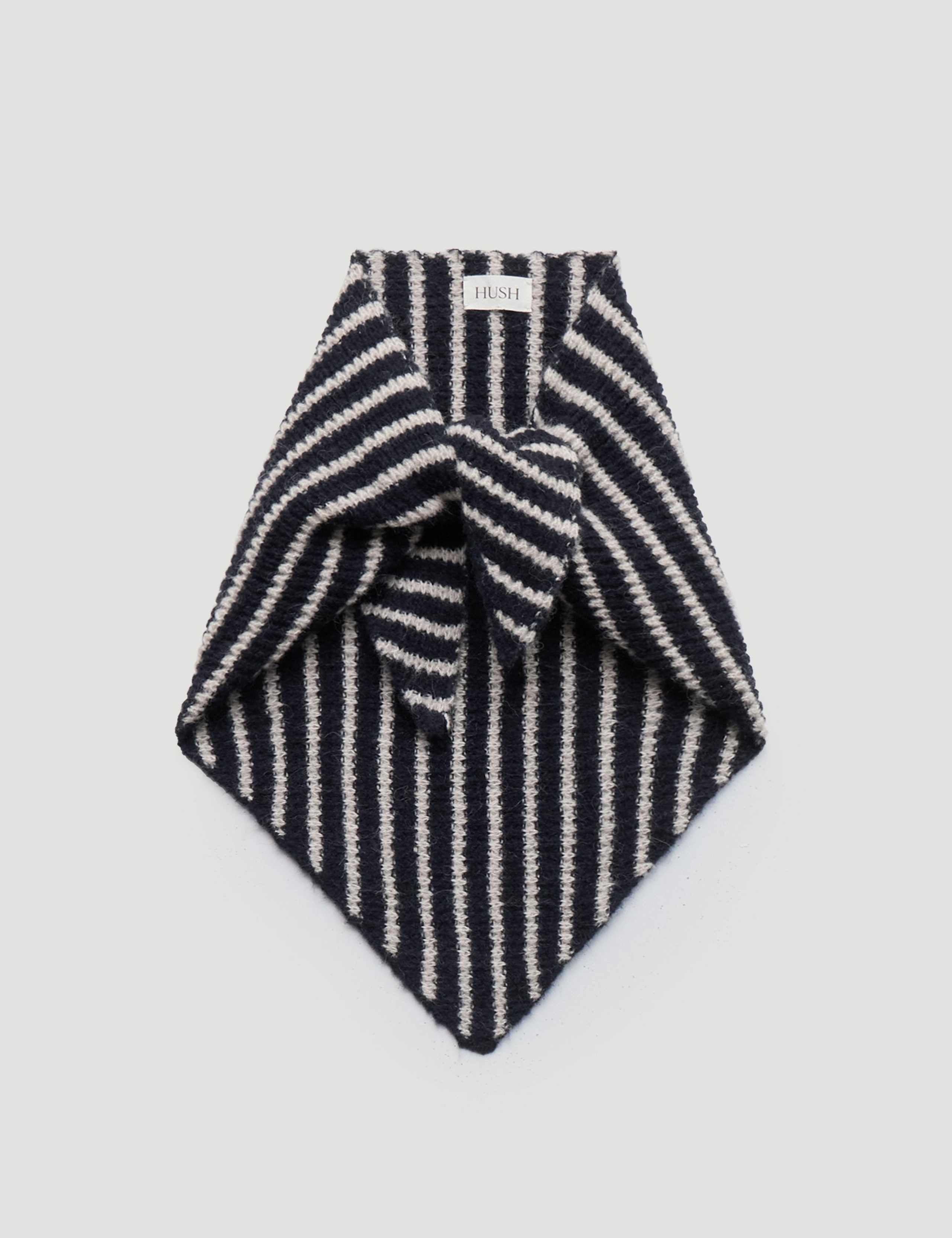 Wool Blend Knitted Striped Triangle Scarf 2 of 4