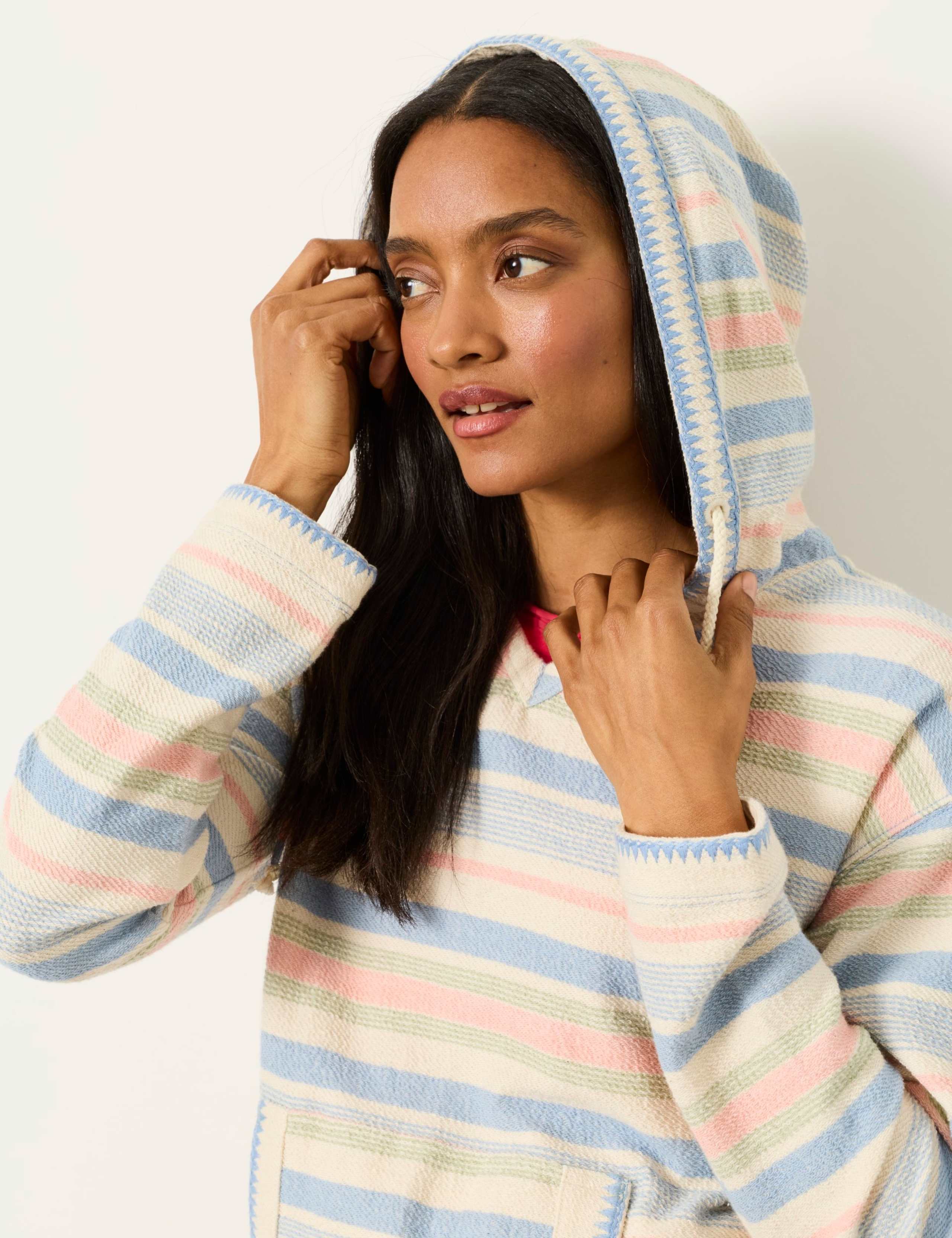 Pure Cotton Textured Striped Hoodie 5 of 6