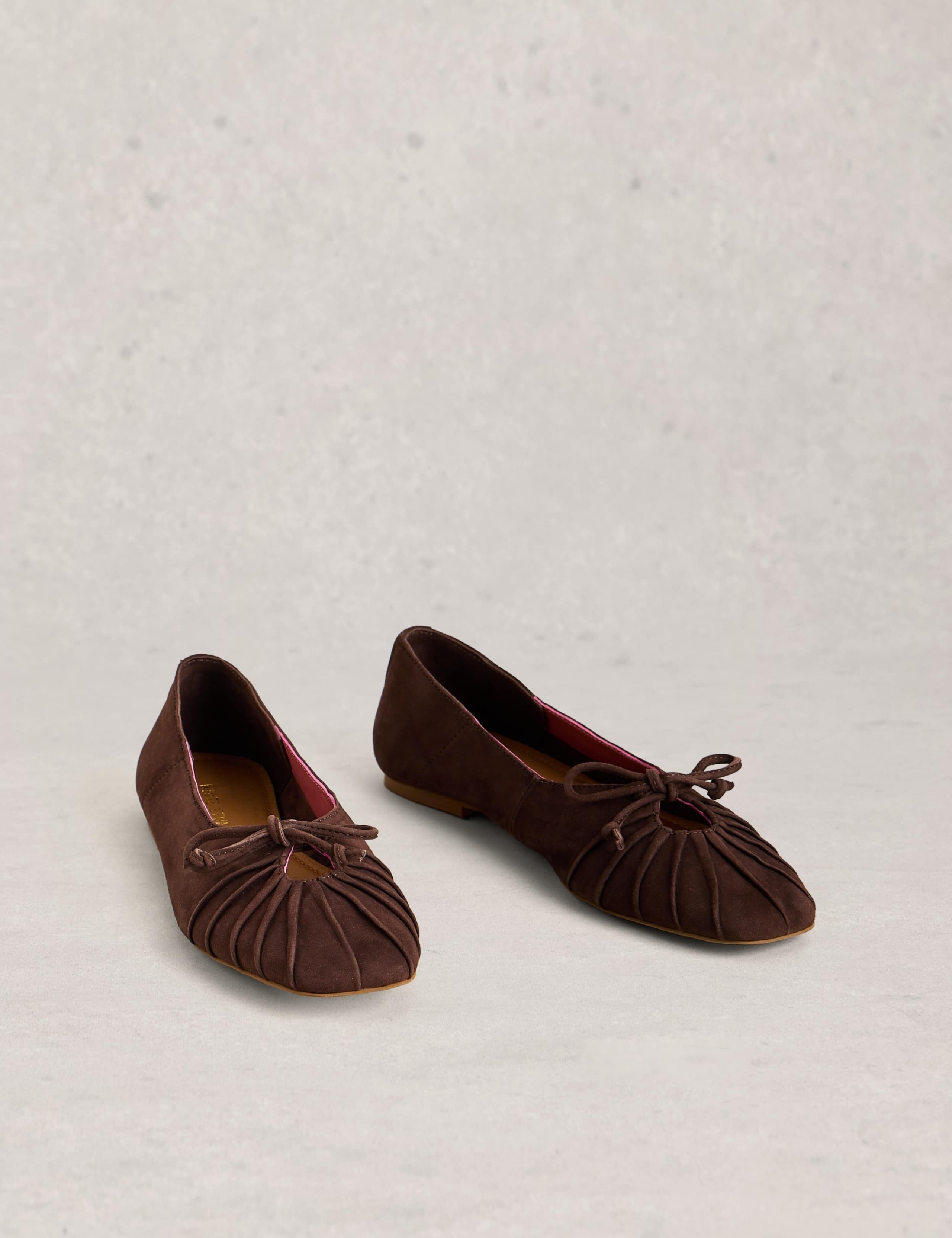 Suede Lace Up Flat Ballet Pumps 2 of 4