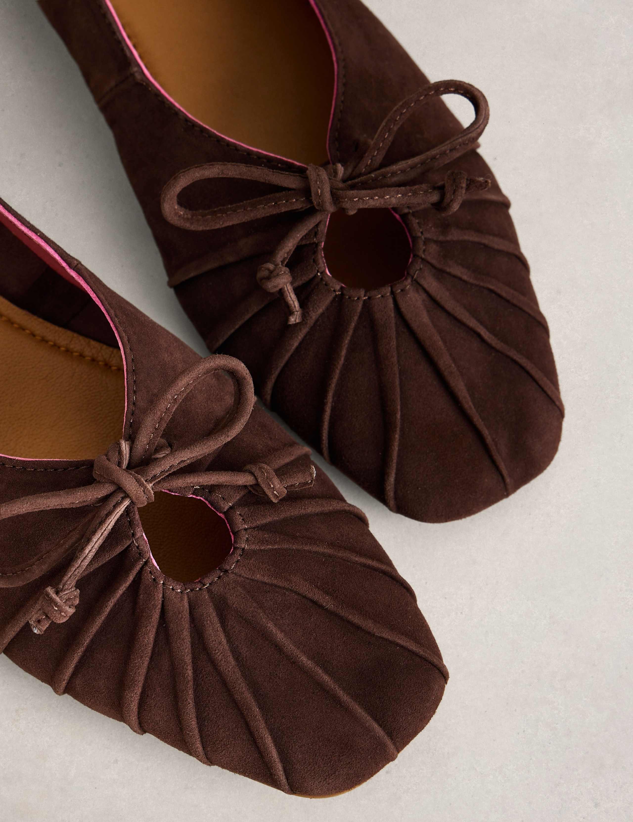 Suede Lace Up Flat Ballet Pumps 4 of 4