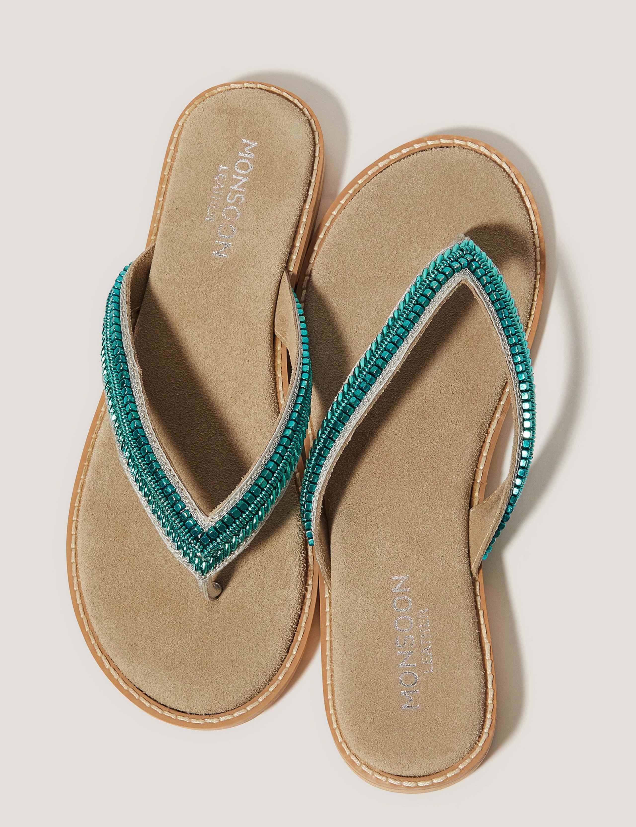 Leather Embellished Flip Flops 2 of 3