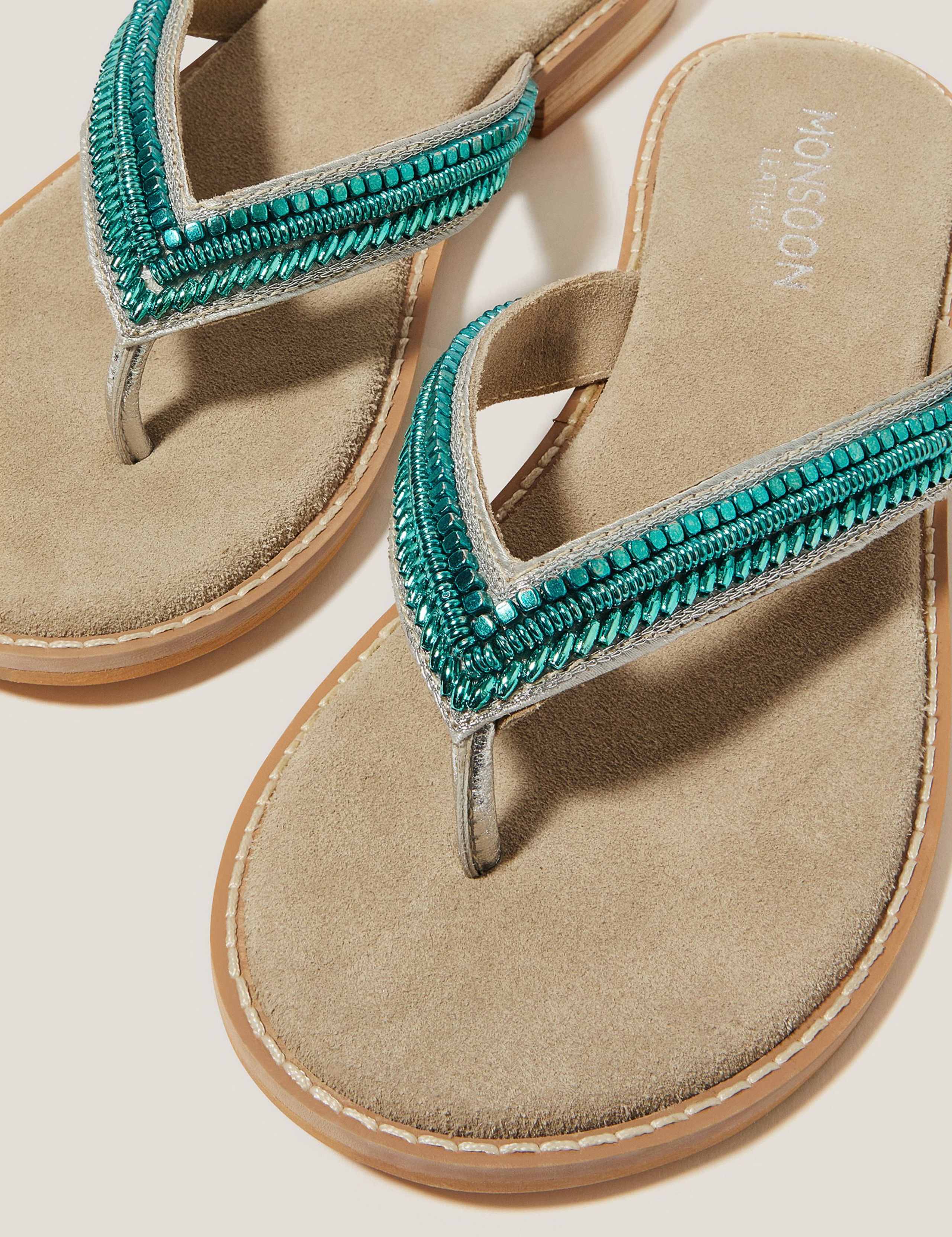 Leather Embellished Flip Flops 3 of 3