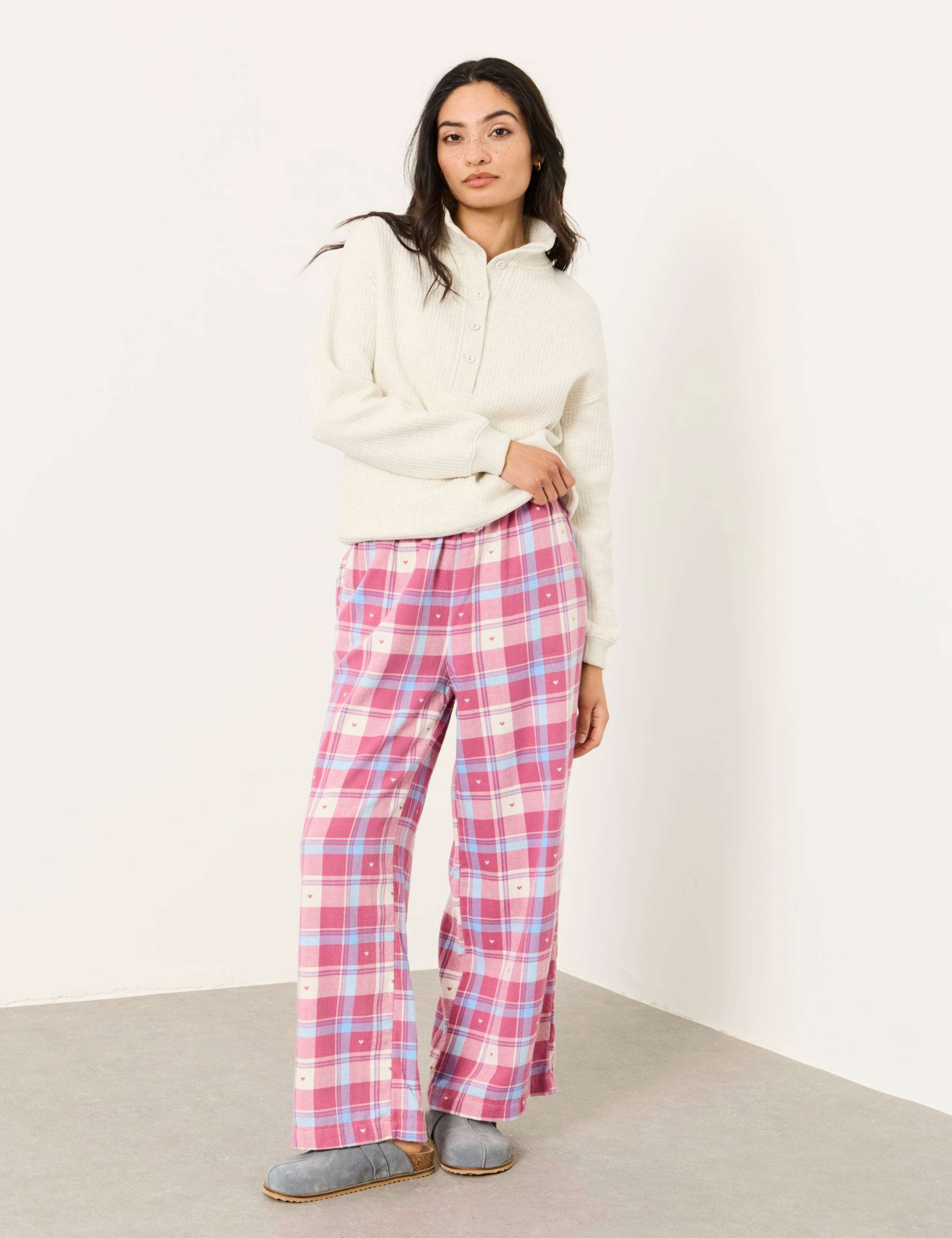 Pure Cotton Checked Heart Pyjama Bottoms 1 of 6