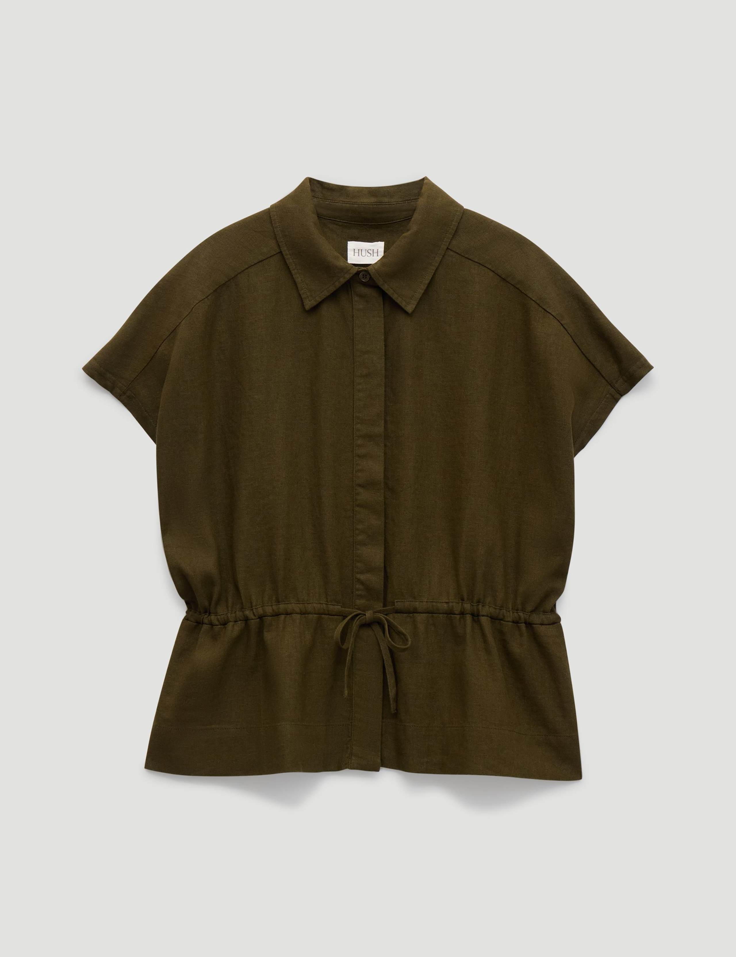 Linen Blend Short Sleeve Waisted Shirt 2 of 5