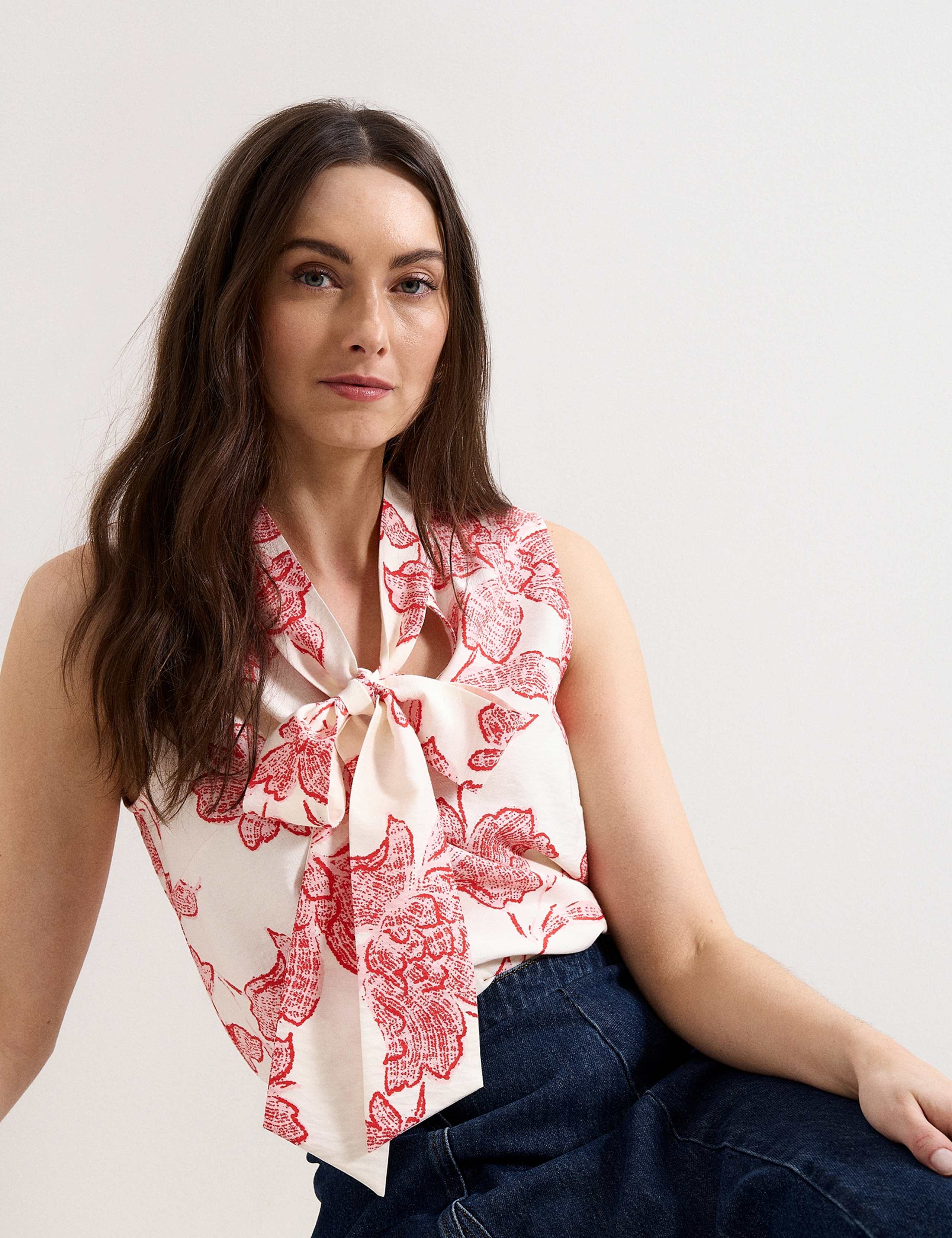 Floral Tie Neck Blouse 3 of 6