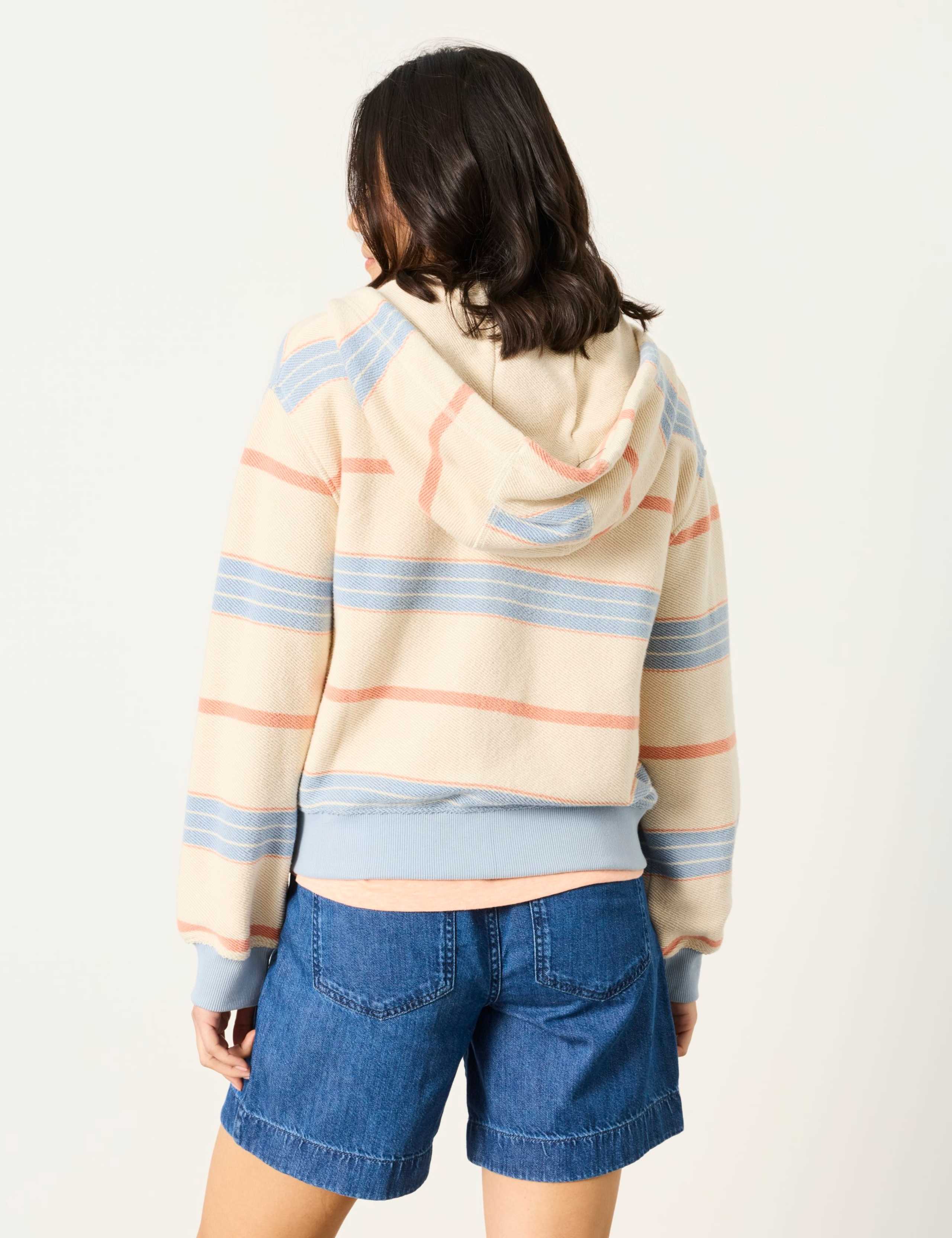 Pure Cotton Textured Striped Zip Up Hoodie 3 of 6