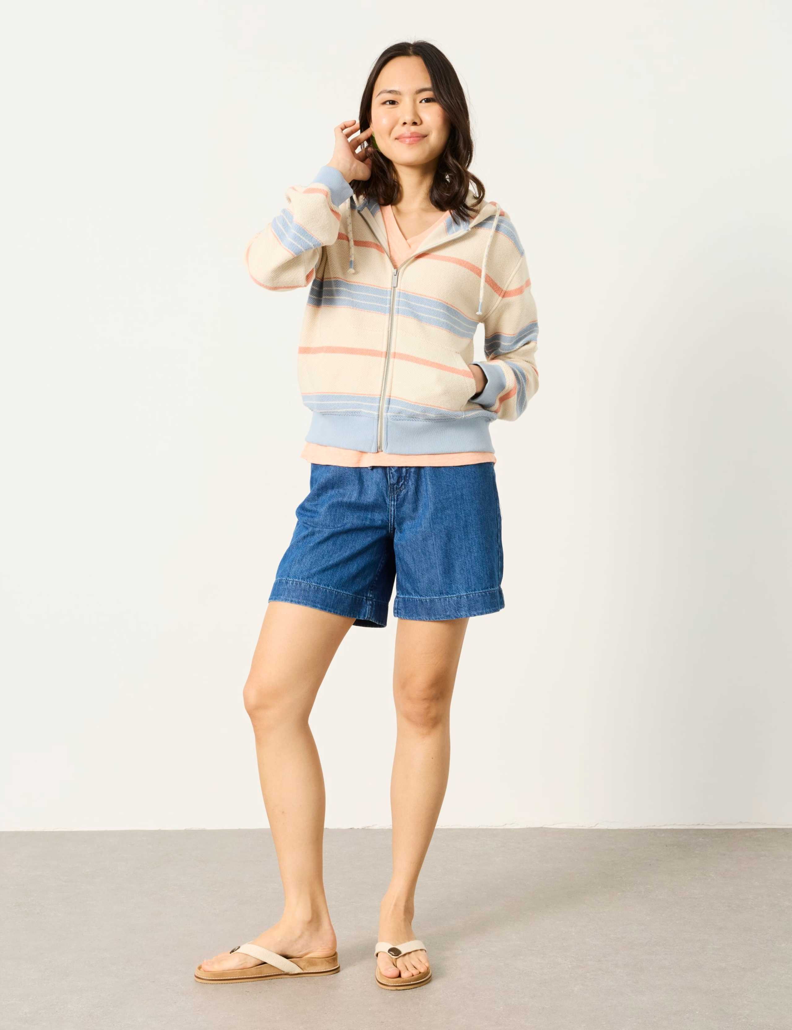 Pure Cotton Textured Striped Zip Up Hoodie 4 of 6