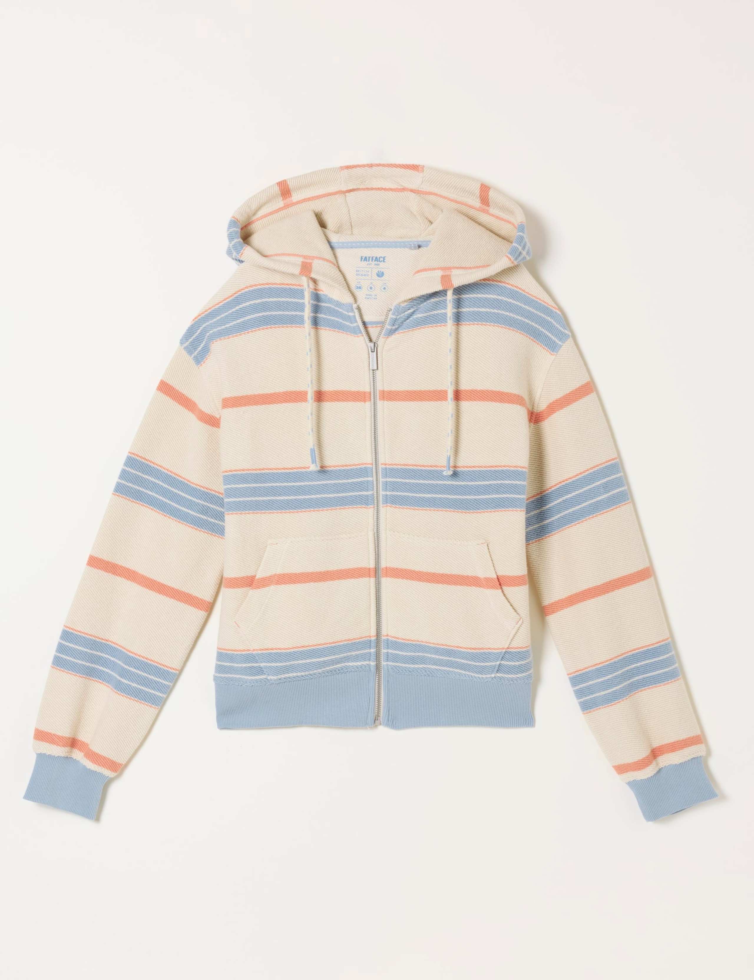 Pure Cotton Textured Striped Zip Up Hoodie 2 of 6