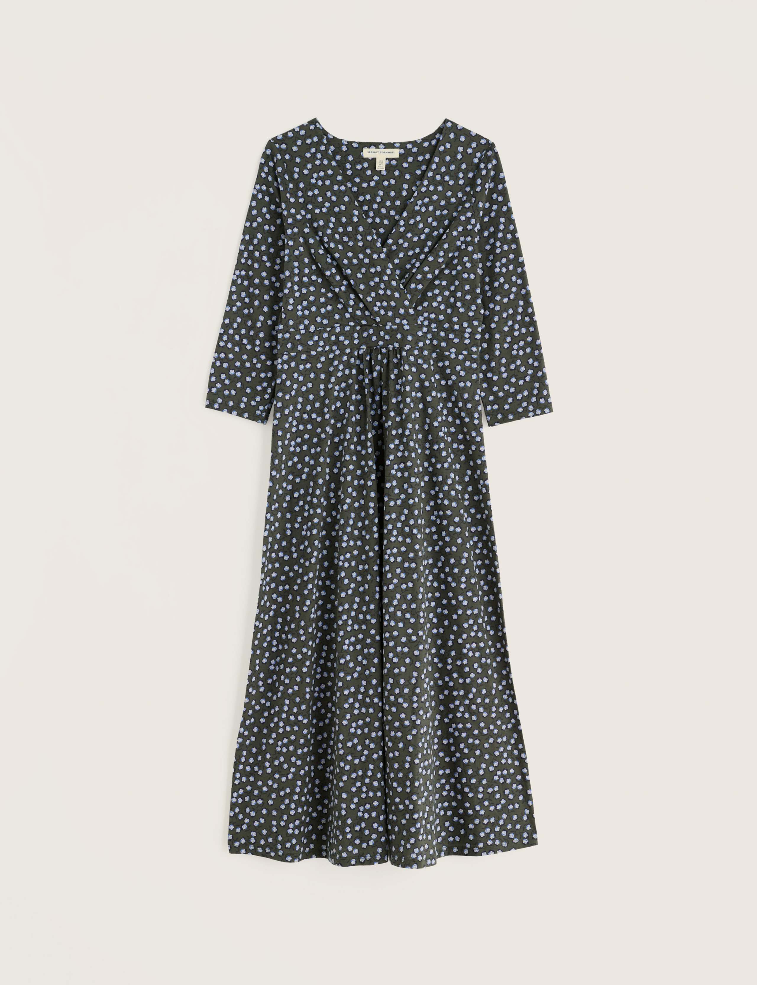 Pure Cotton Floral Midi Waisted Dress 2 of 5