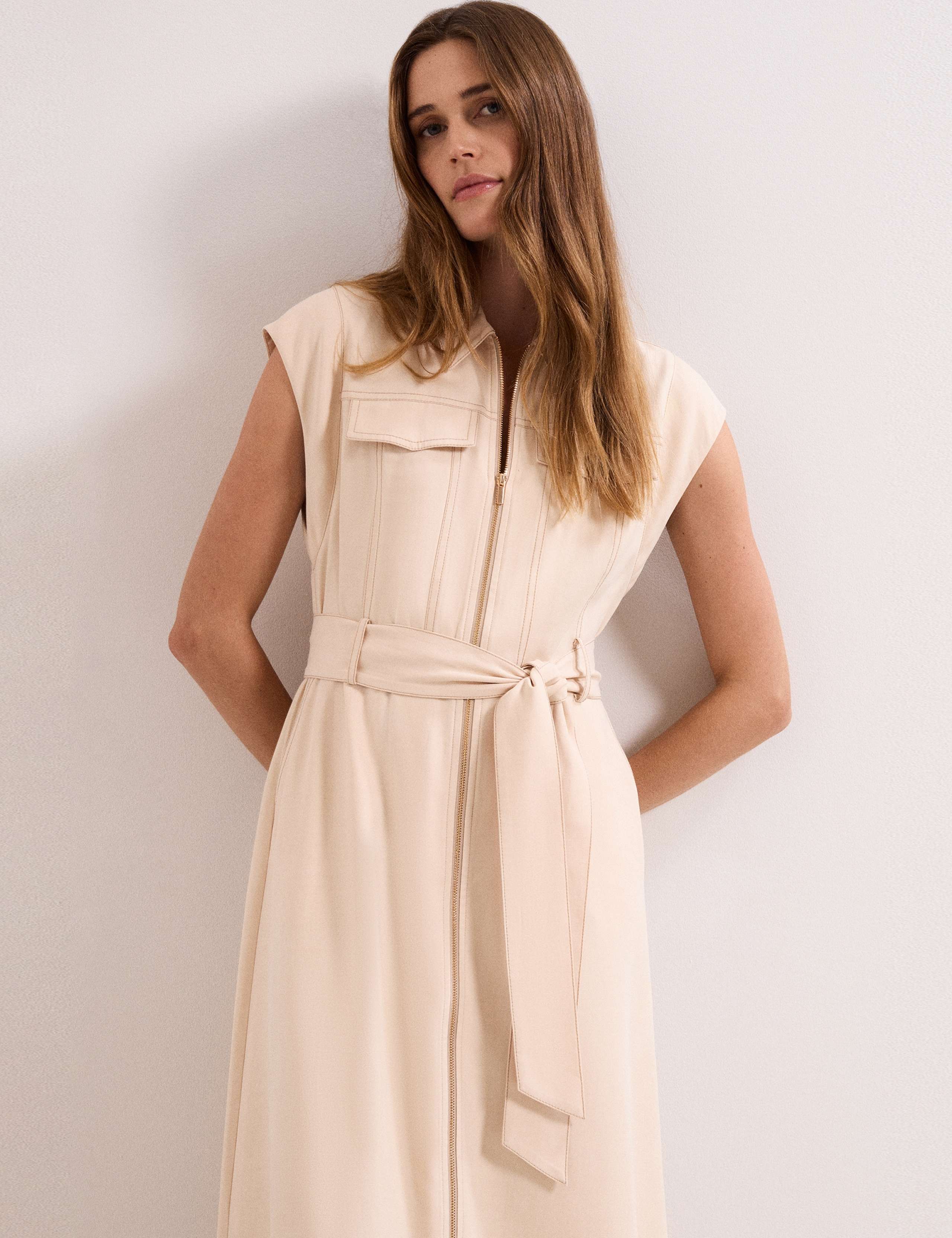 Lyocell Rich Belted Midi Shirt Dress 4 of 7